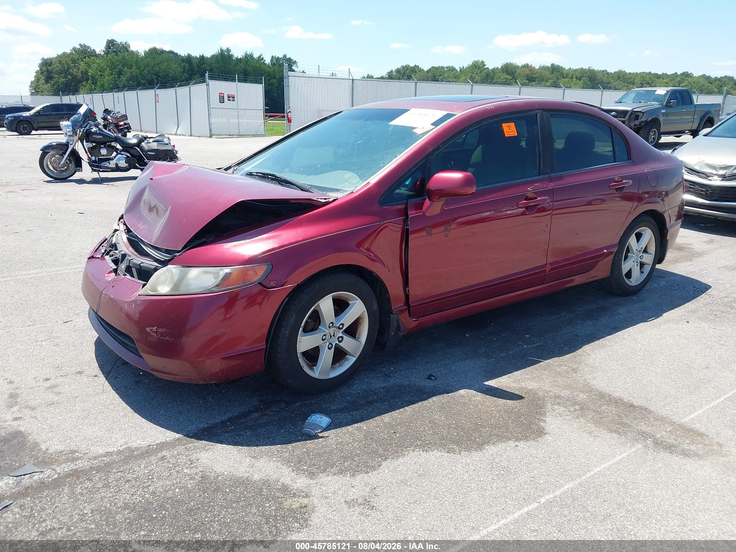 2008 Honda Civic Ex Burgundy vin: 1HGFA16848L024419
