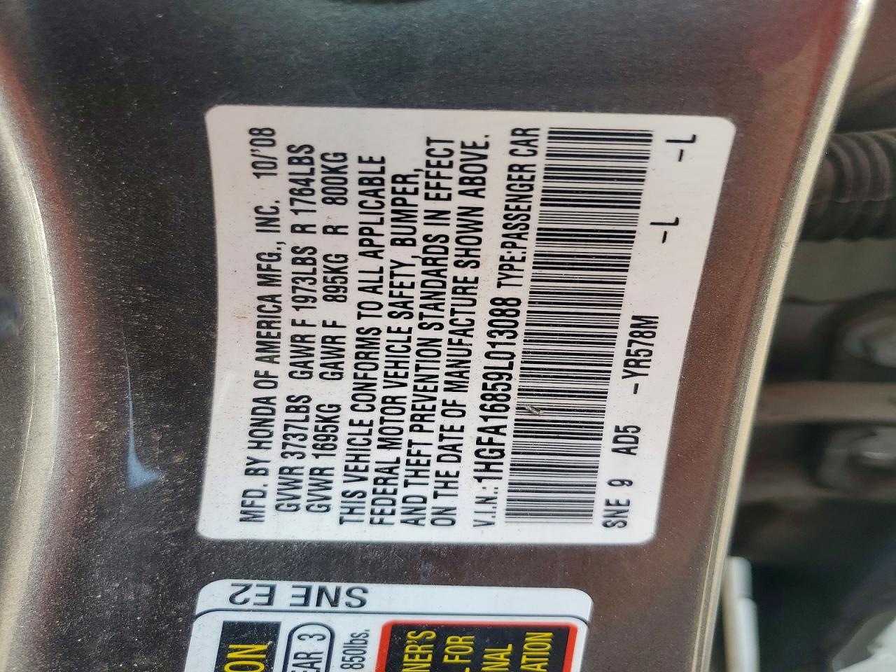 2009 Honda Civic Ex Gray vin: 1HGFA16859L013088