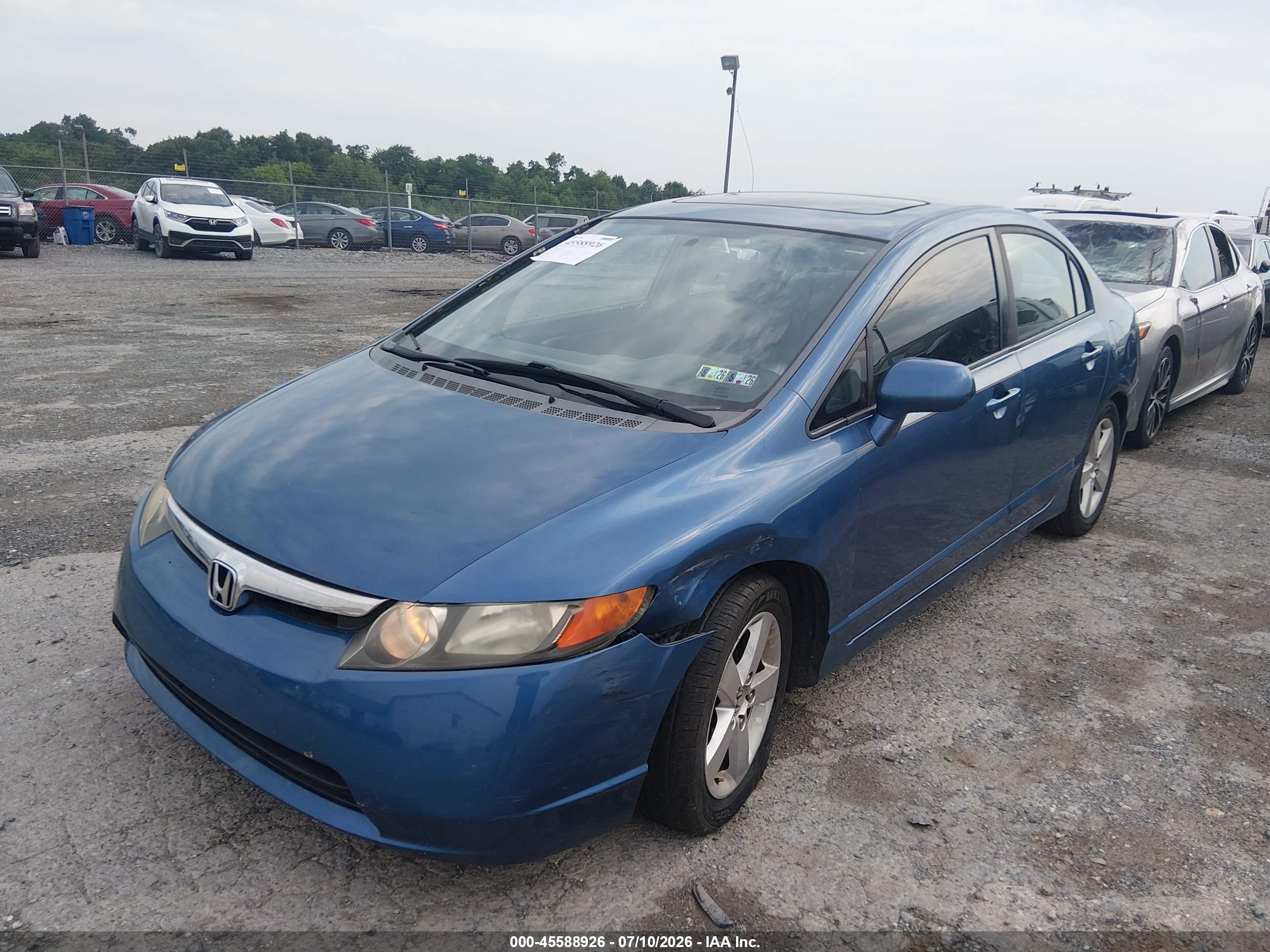 2008 Honda Civic Ex Blue vin: 1HGFA16868L111190