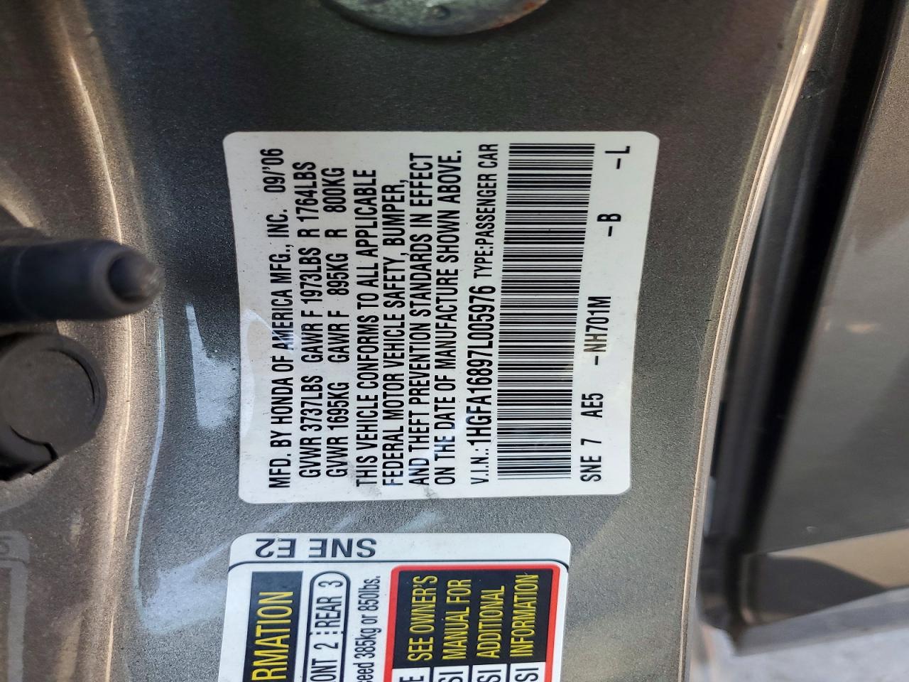 2007 Honda Civic Ex Silver vin: 1HGFA16897L005976