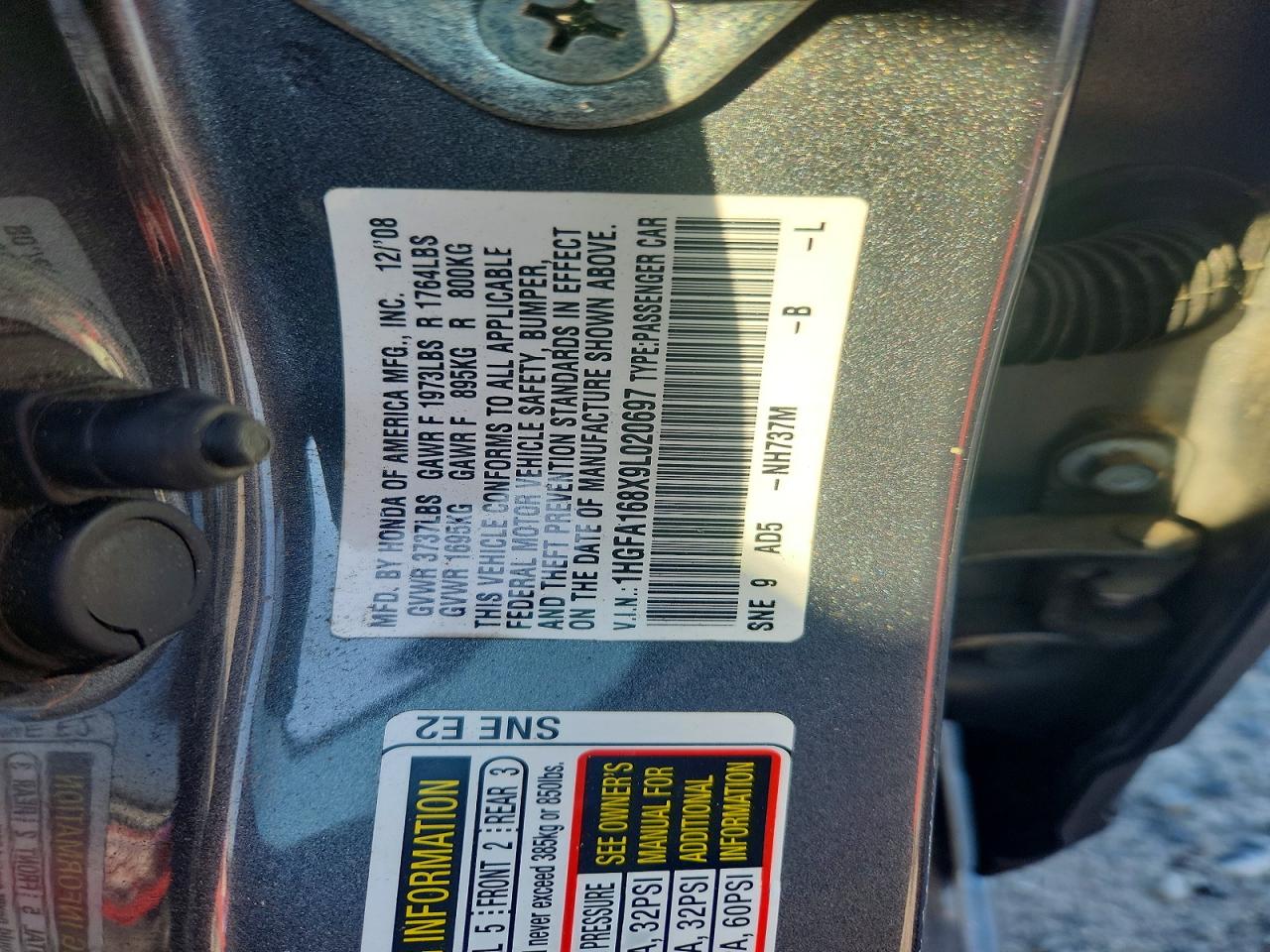 2009 Honda Civic Ex Gray vin: 1HGFA168X9L020697