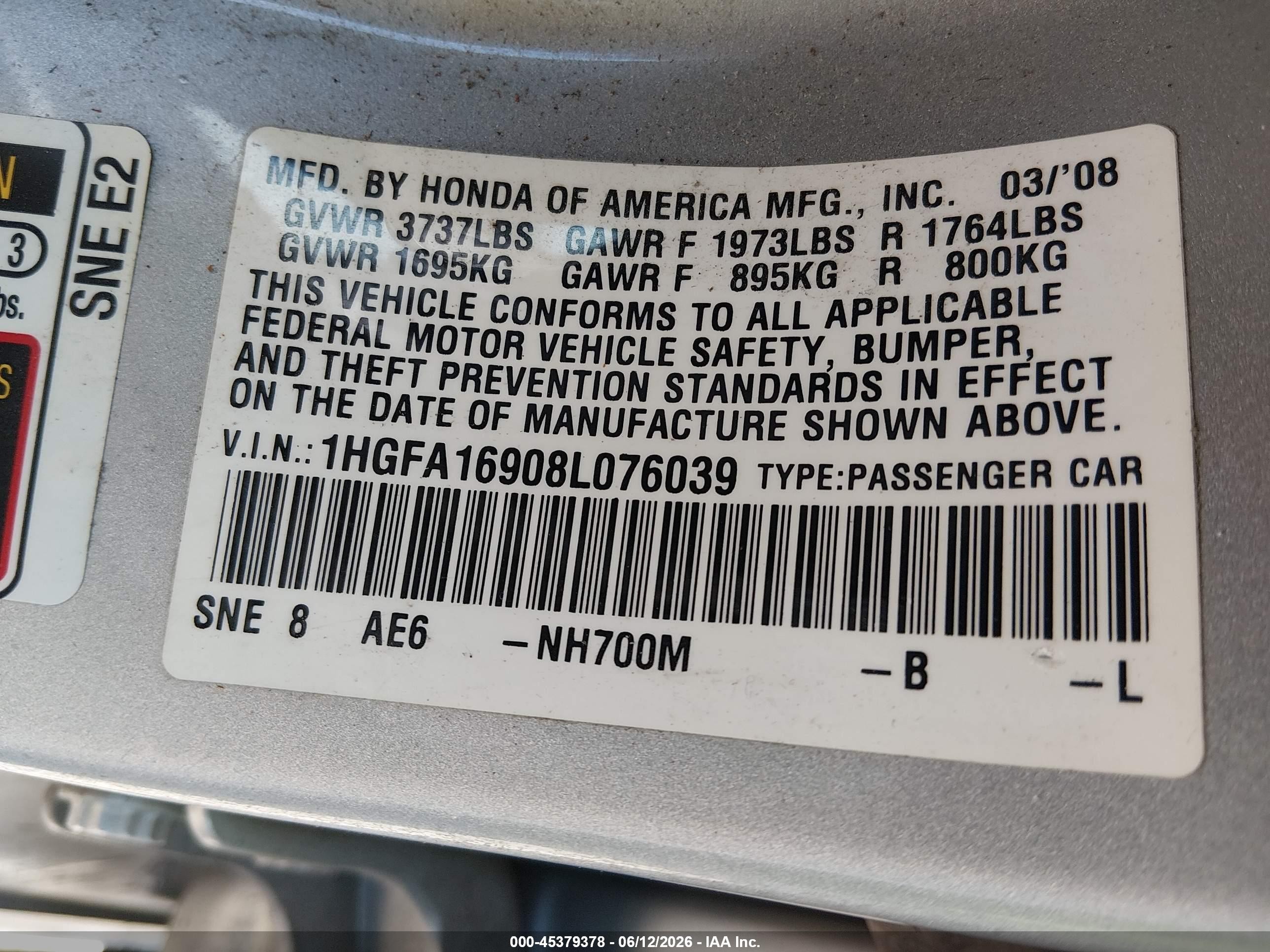 2008 Honda Civic Ex-l Silver vin: 1HGFA16908L076039