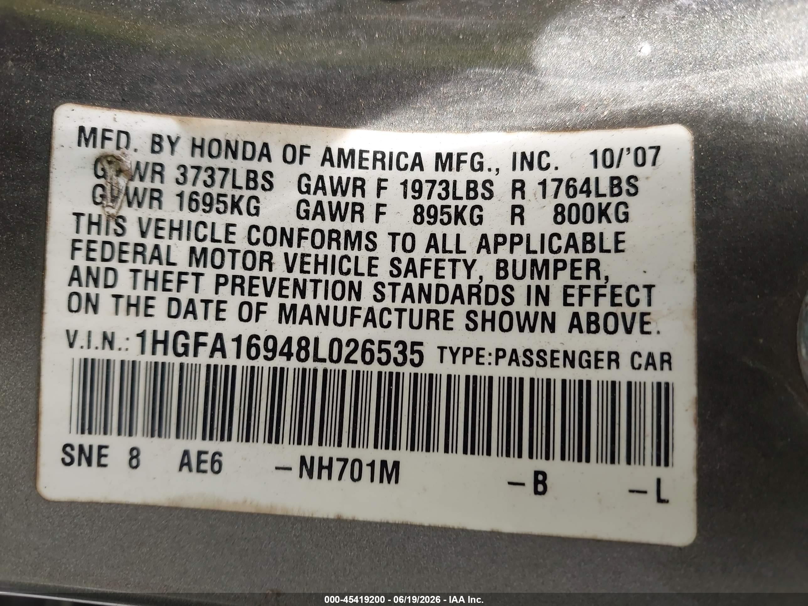 2008 Honda Civic Ex-l Beige vin: 1HGFA16948L026535