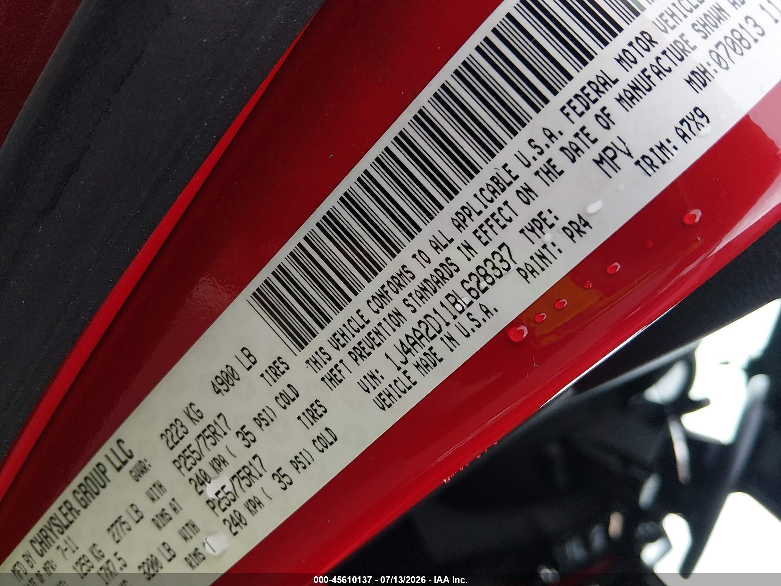 2011 Jeep Wrangler Sport Red vin: 1J4AA2D11BL628337