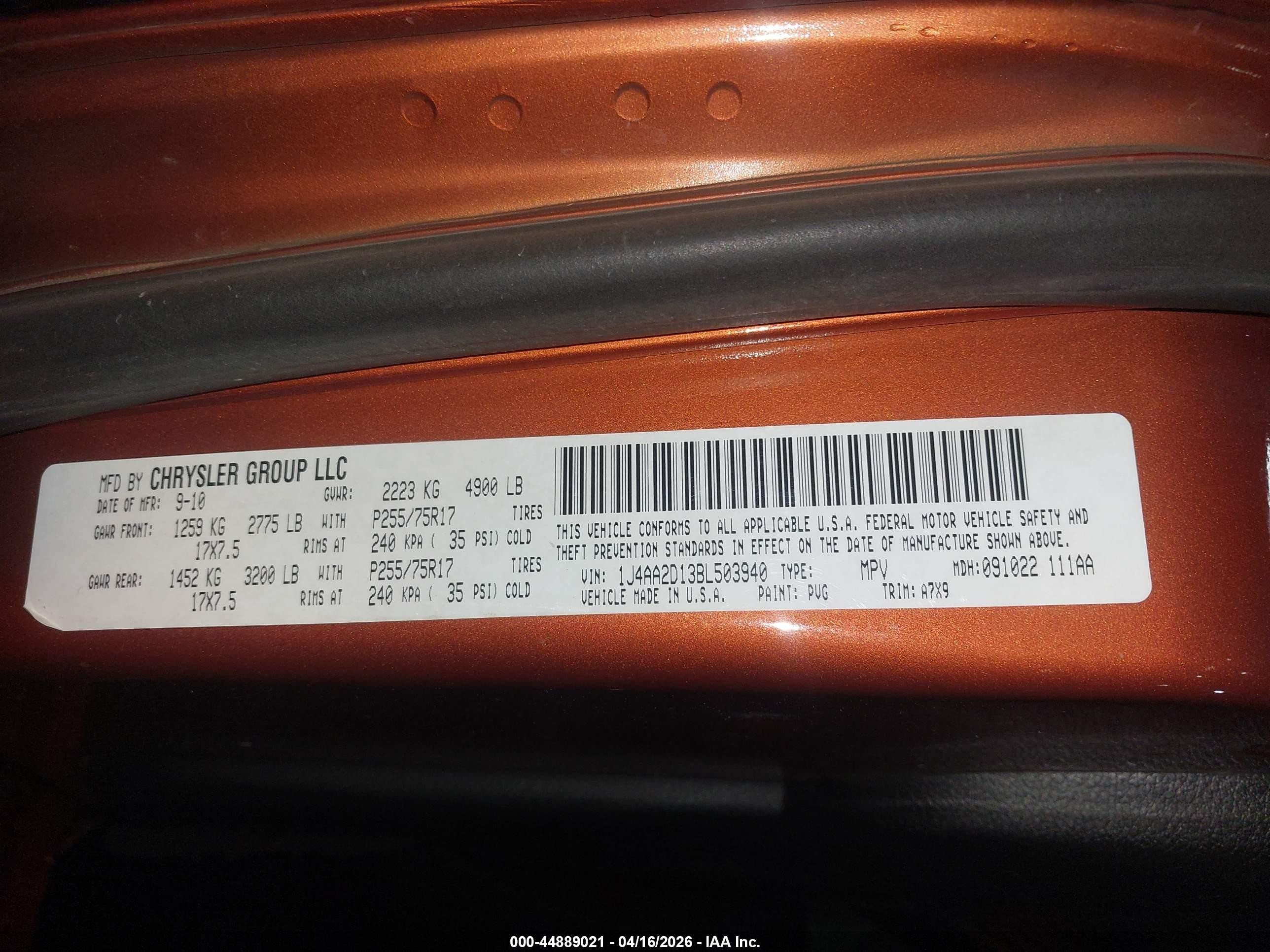 2011 Jeep Wrangler Sport Orange vin: 1J4AA2D13BL503940