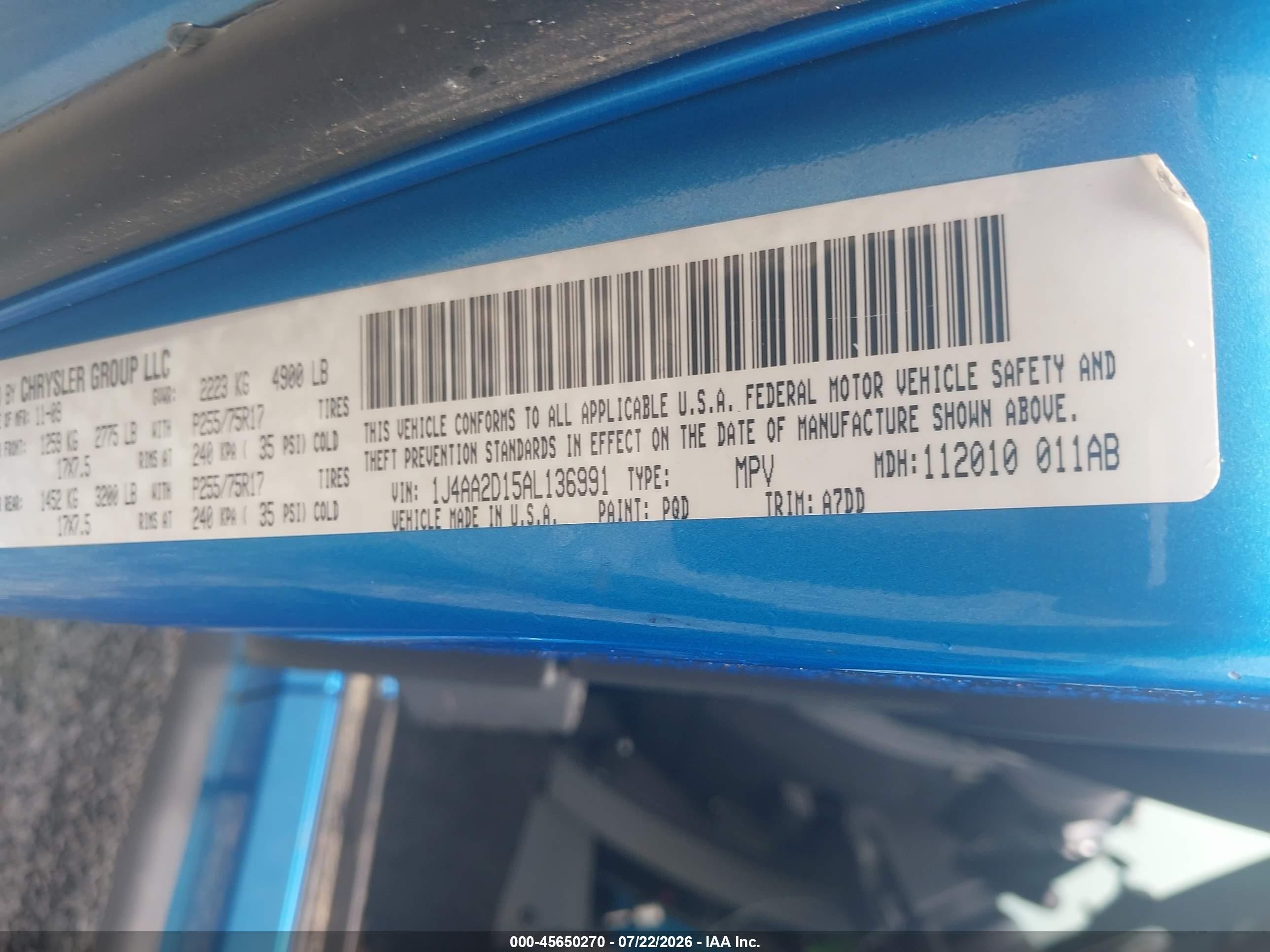 2010 Jeep Wrangler Sport Blue vin: 1J4AA2D15AL136991