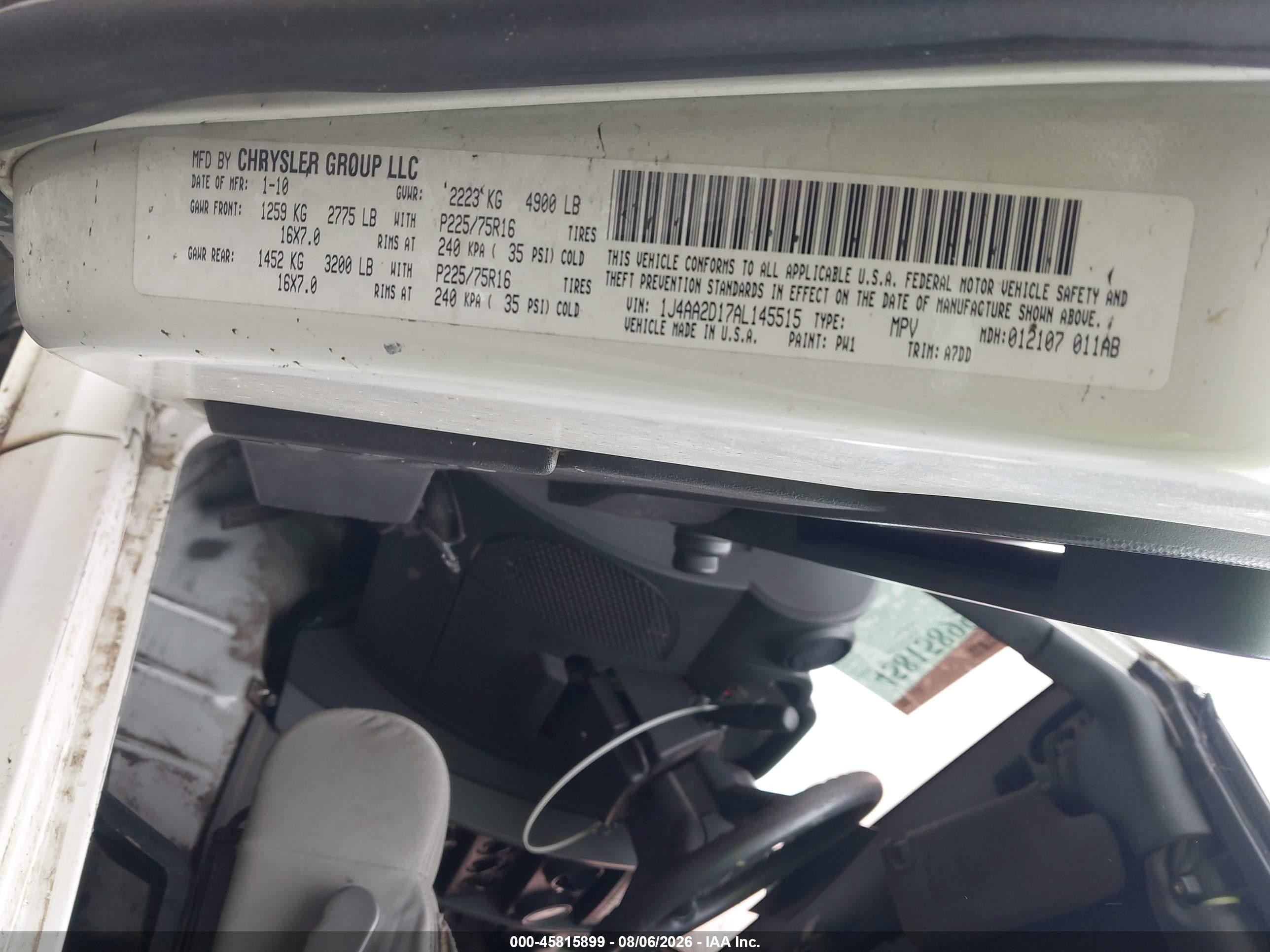 2010 Jeep Wrangler Sport Белый vin: 1J4AA2D17AL145515