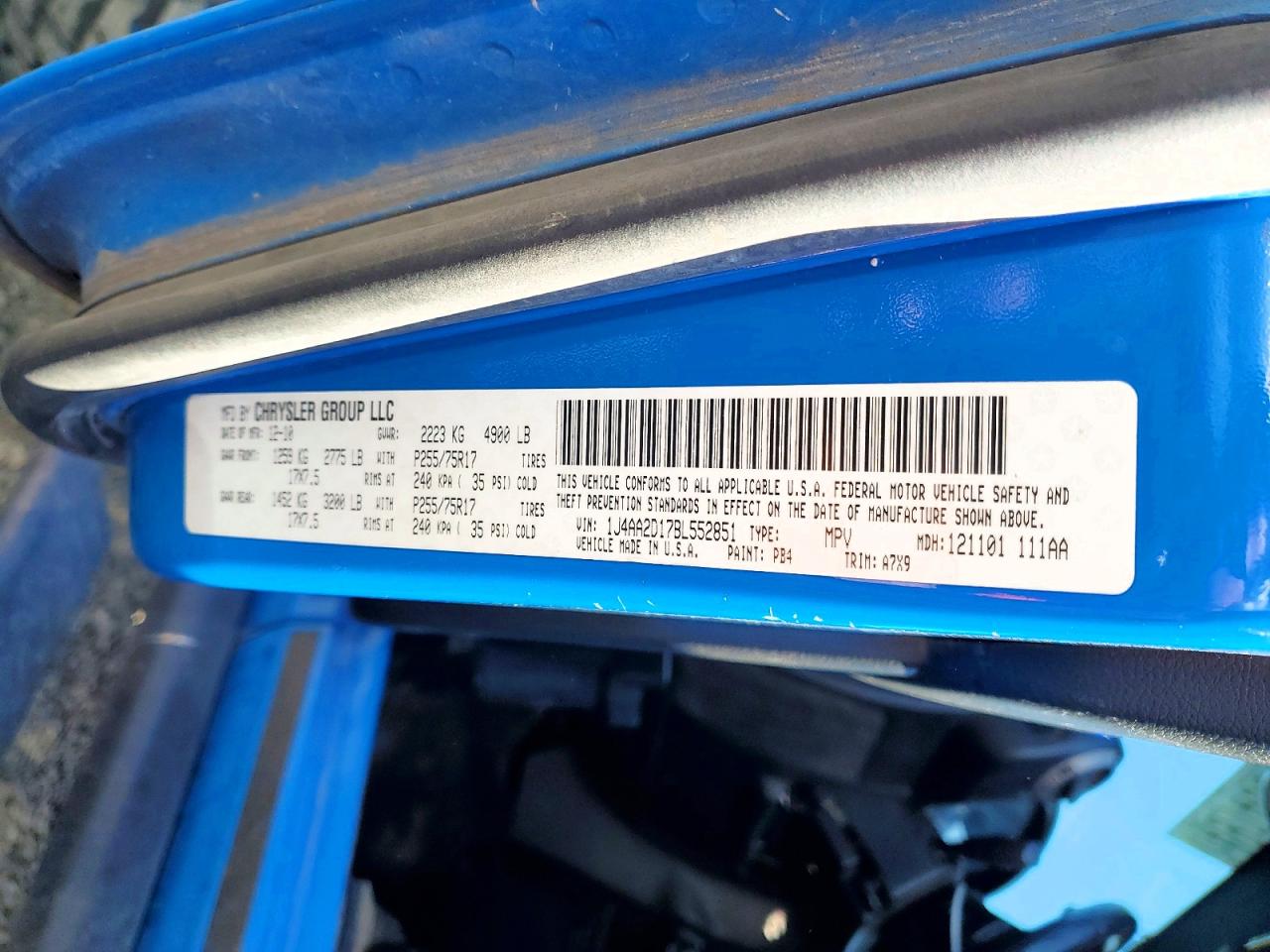 2011 Jeep Wrangler Sport Blue vin: 1J4AA2D17BL552851