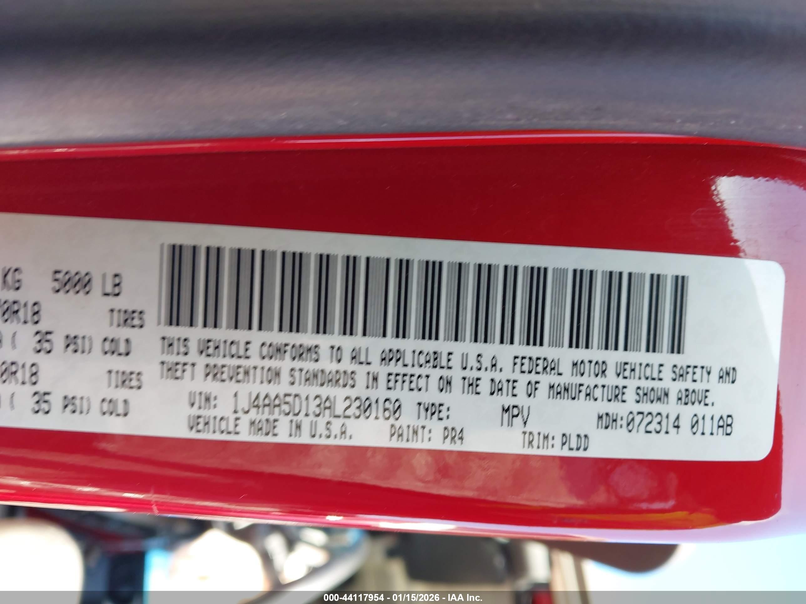2010 Jeep Wrangler Sahara Red vin: 1J4AA5D13AL230160