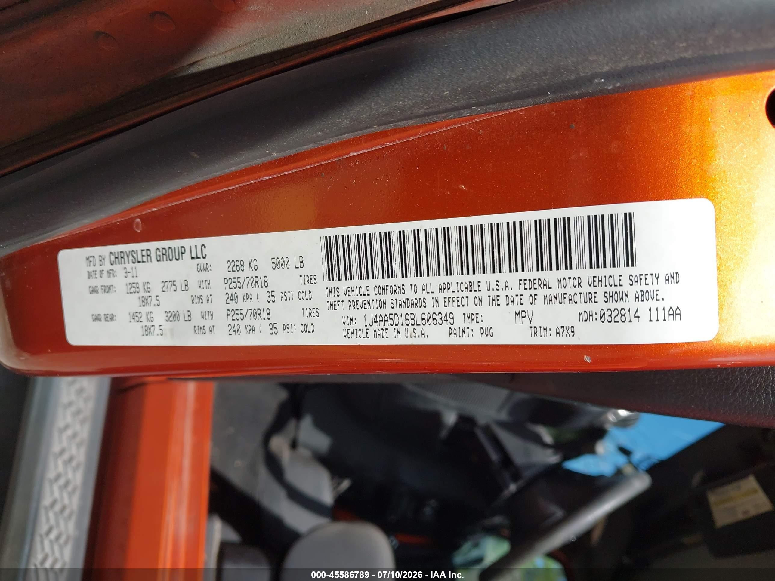 2011 Jeep Wrangler Sahara Оранжевый vin: 1J4AA5D16BL606349