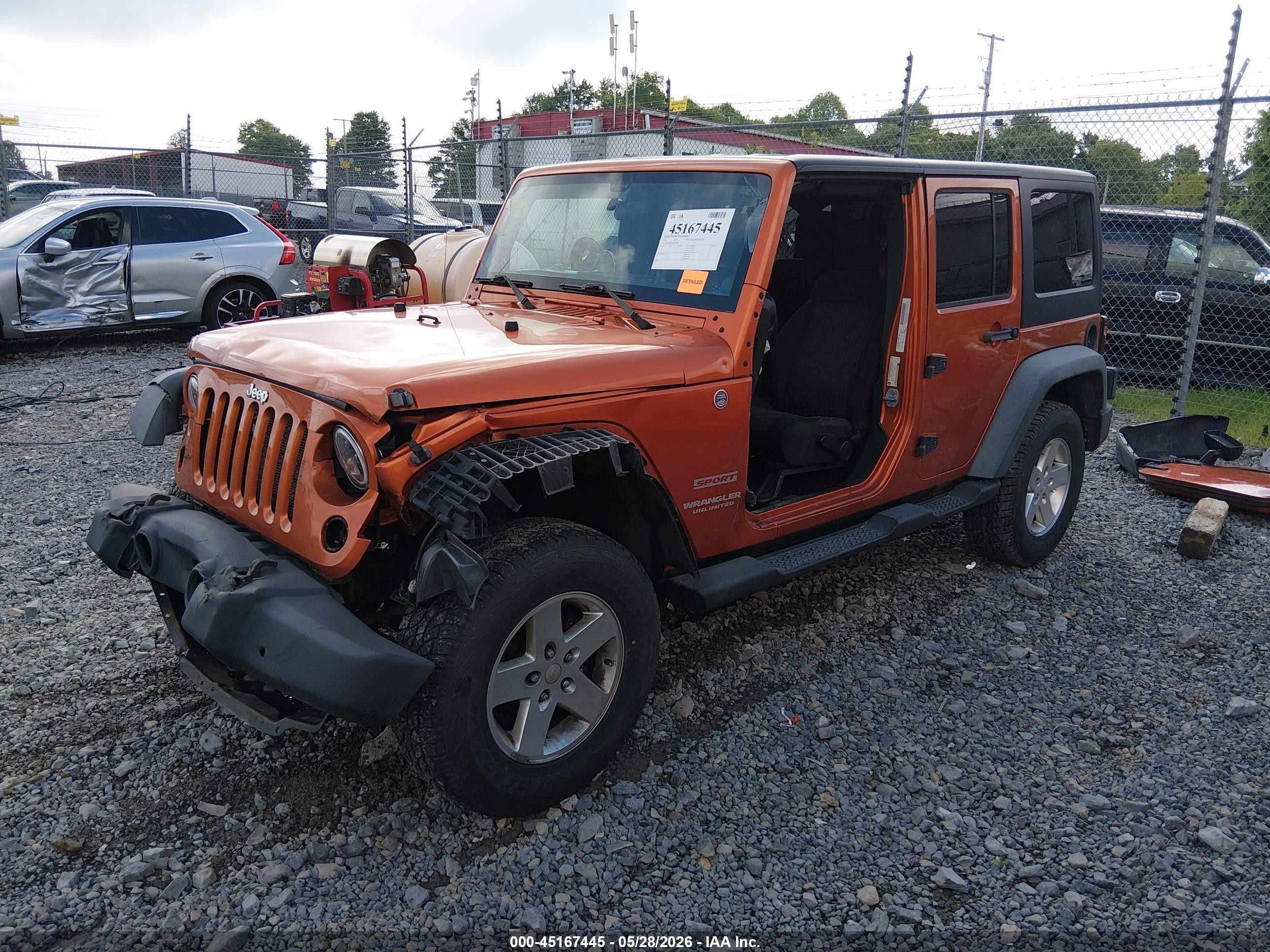 2011 Jeep Wrangler Unlimited Sport Orange vin: 1J4BA3H12BL545956