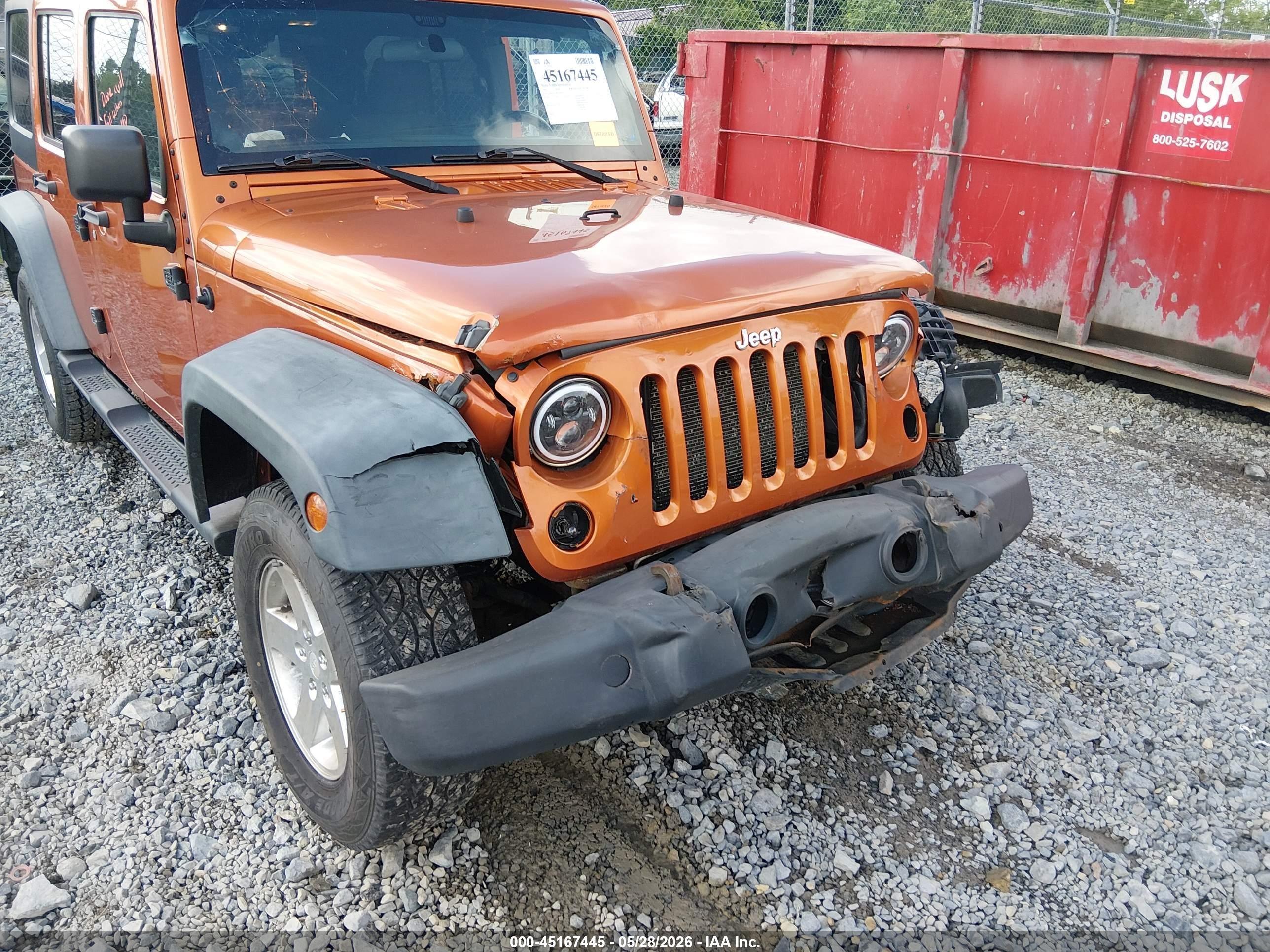 2011 Jeep Wrangler Unlimited Sport Orange vin: 1J4BA3H12BL545956