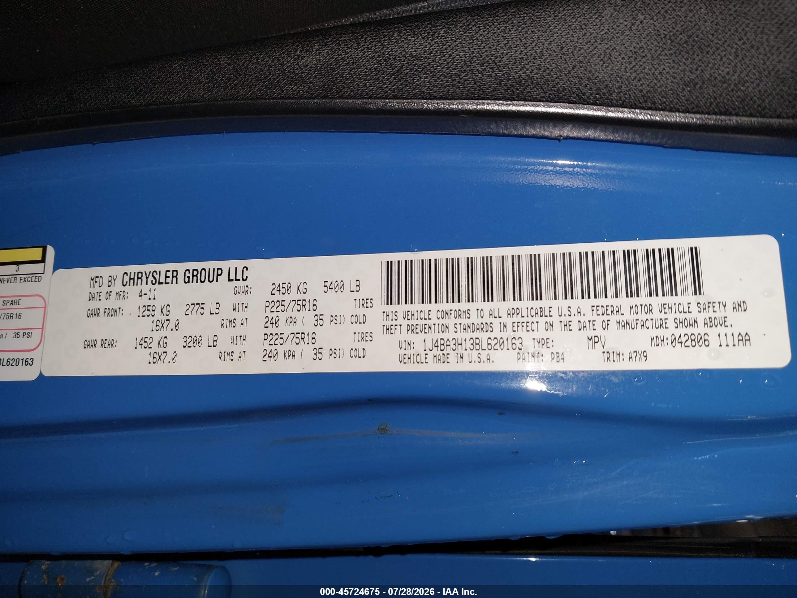 2011 Jeep Wrangler Unlimited Sport Blue vin: 1J4BA3H13BL620163