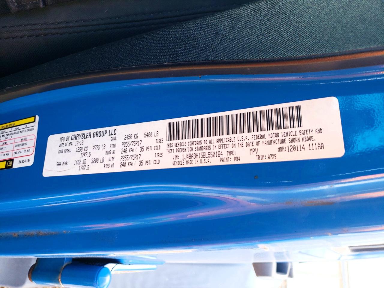 2011 Jeep Wrangler Unlimited Sport Blue vin: 1J4BA3H15BL550164
