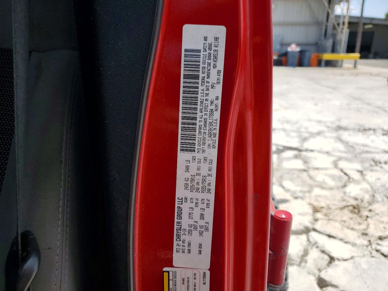 2010 Jeep Wrangler Unlimited Sport Red vin: 1J4BA3H16AL173584