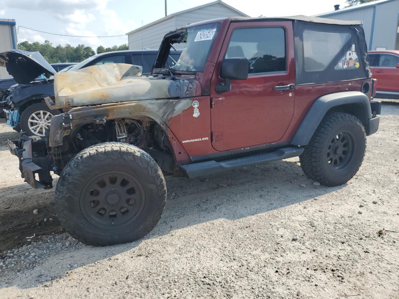 2008 Jeep Wrangler X Red vin: 1J4FA24108L568971 Damage: Left Front Fender, Severe Damage, Replacement Required