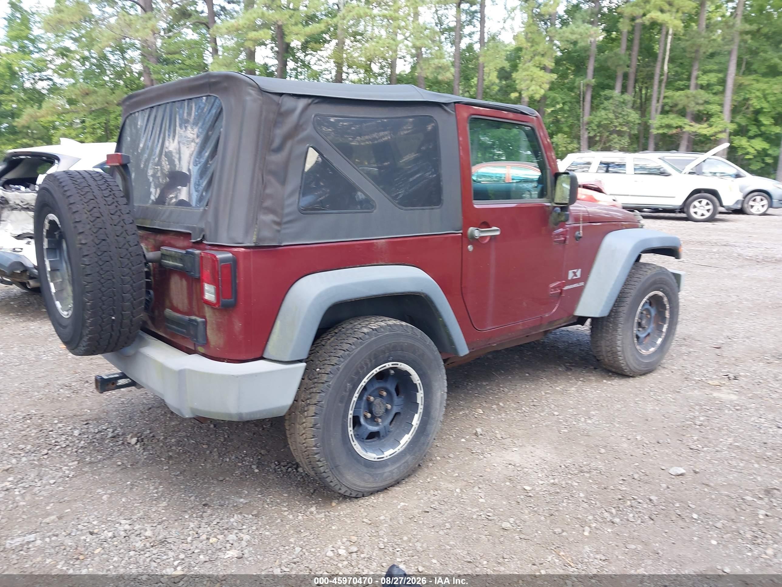 2007 Jeep Wrangler X Burgundy vin: 1J4FA24137L135286