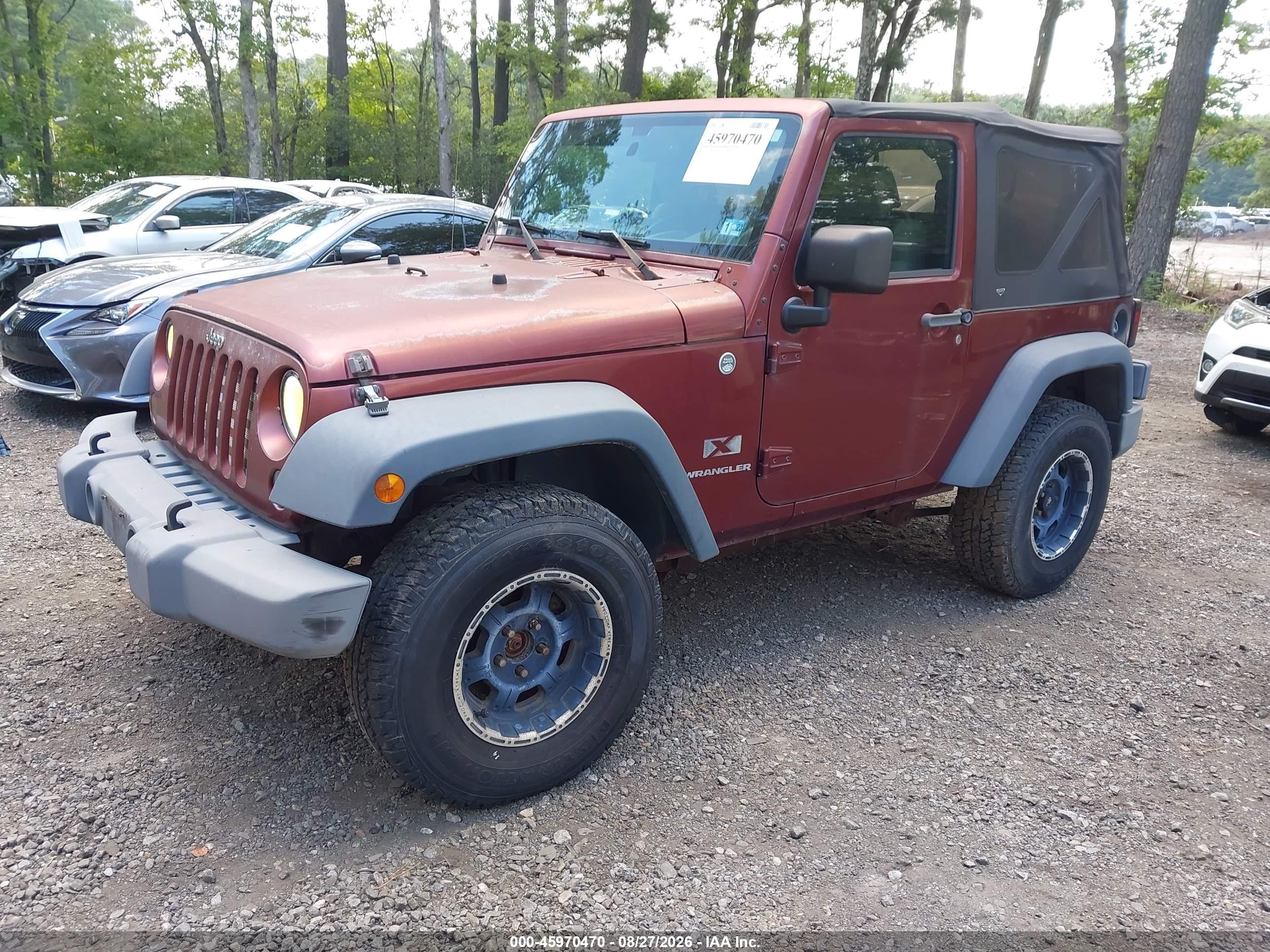 2007 Jeep Wrangler X Burgundy vin: 1J4FA24137L135286