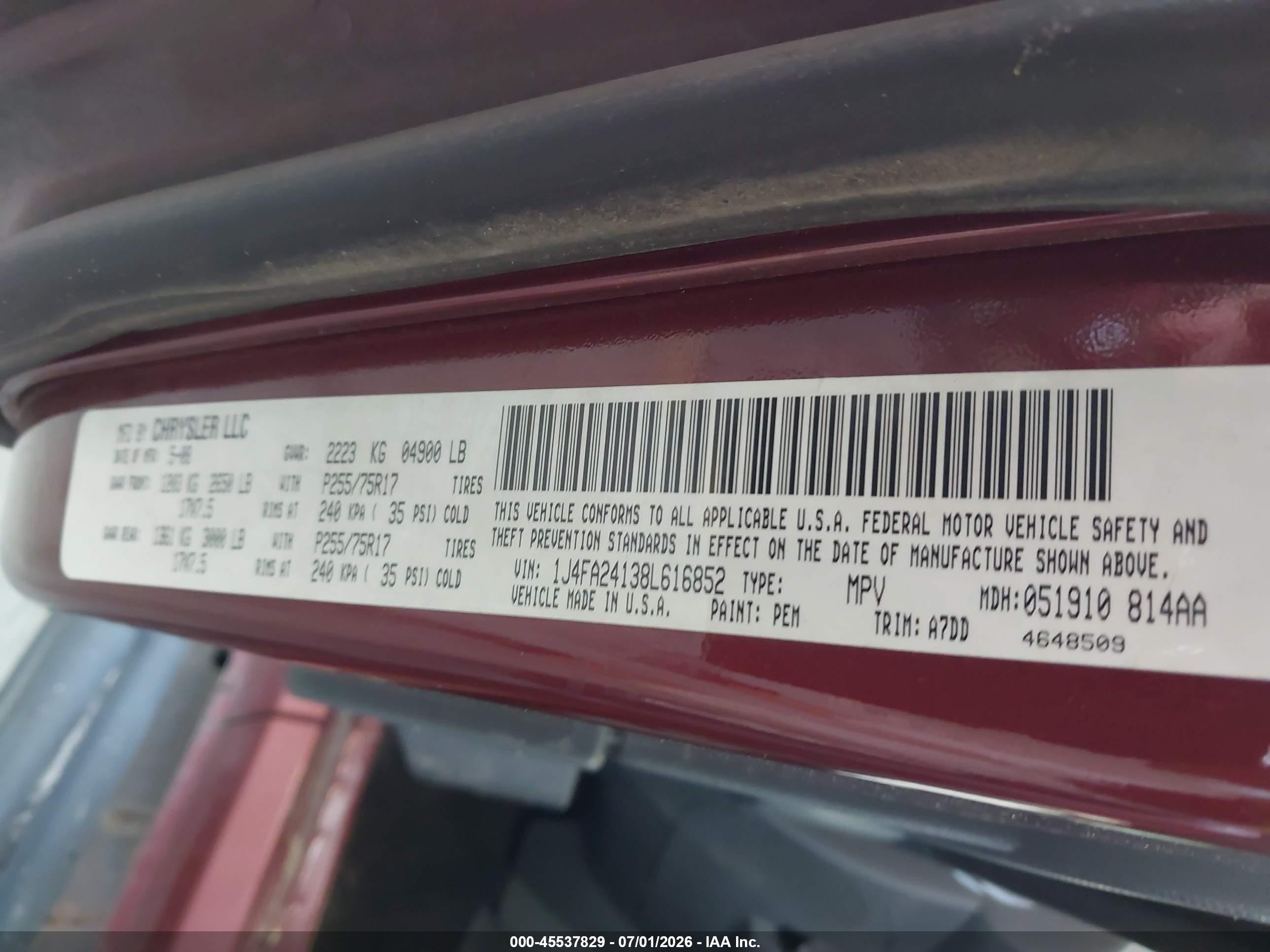 2008 Jeep Wrangler X Maroon vin: 1J4FA24138L616852