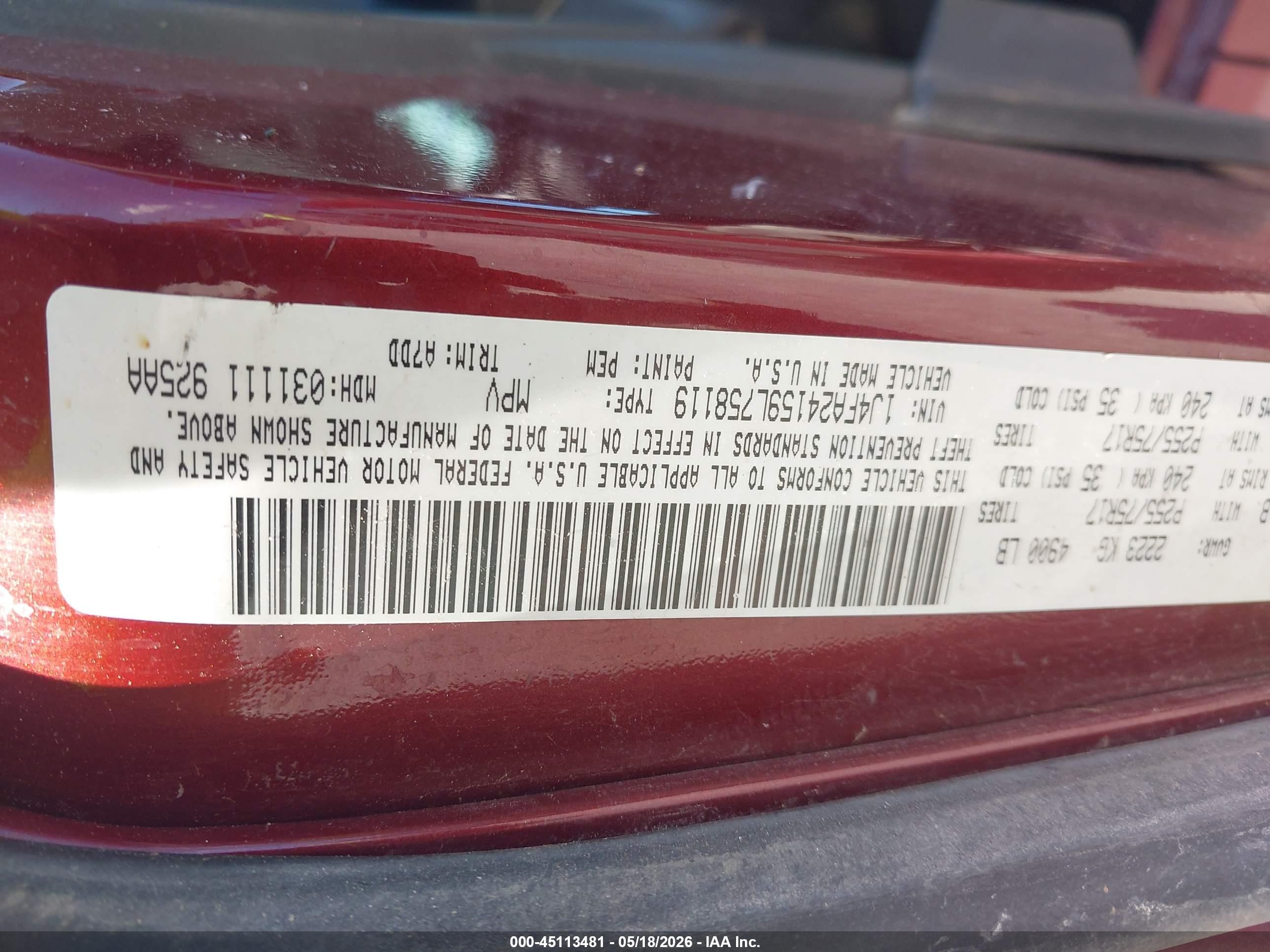 2009 Jeep Wrangler X Red vin: 1J4FA24159L758119