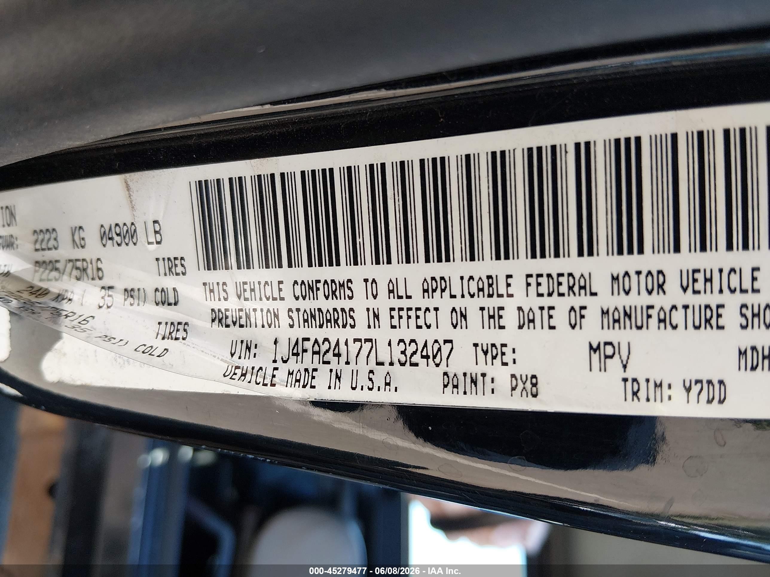 2007 Jeep Wrangler X Black vin: 1J4FA24177L132407