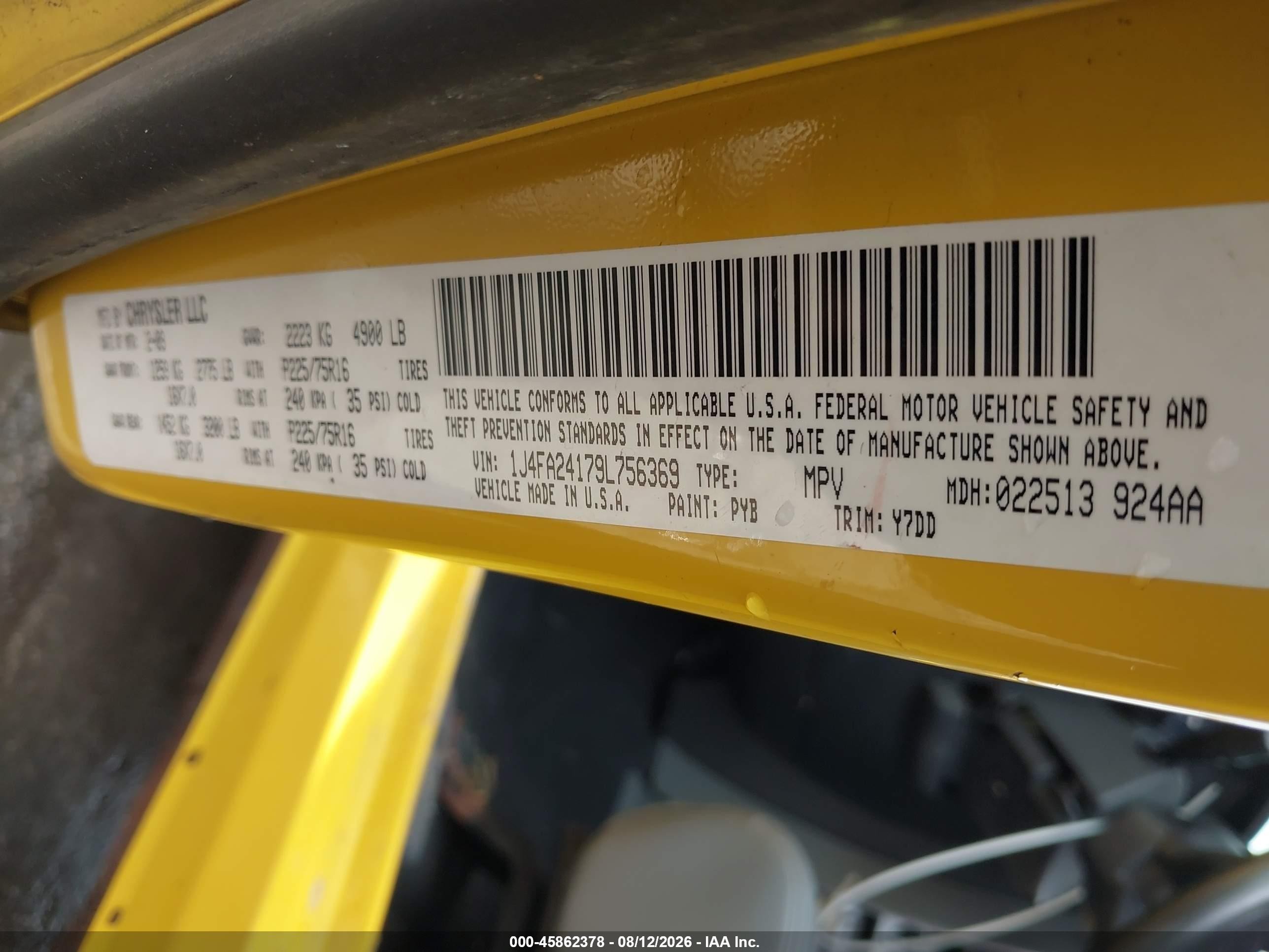 2009 Jeep Wrangler X Yellow vin: 1J4FA24179L756369