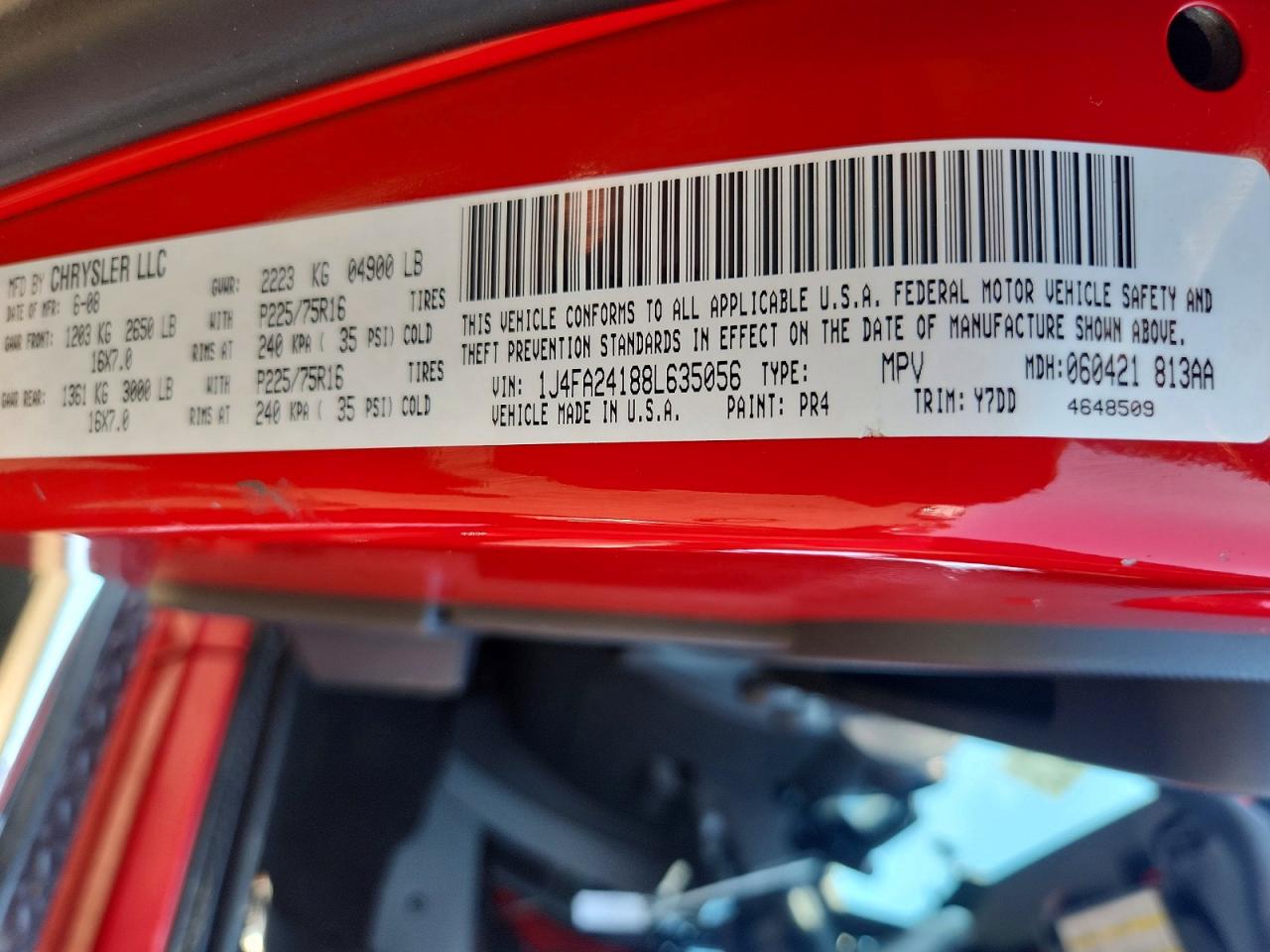 2008 Jeep Wrangler X Red vin: 1J4FA24188L635056