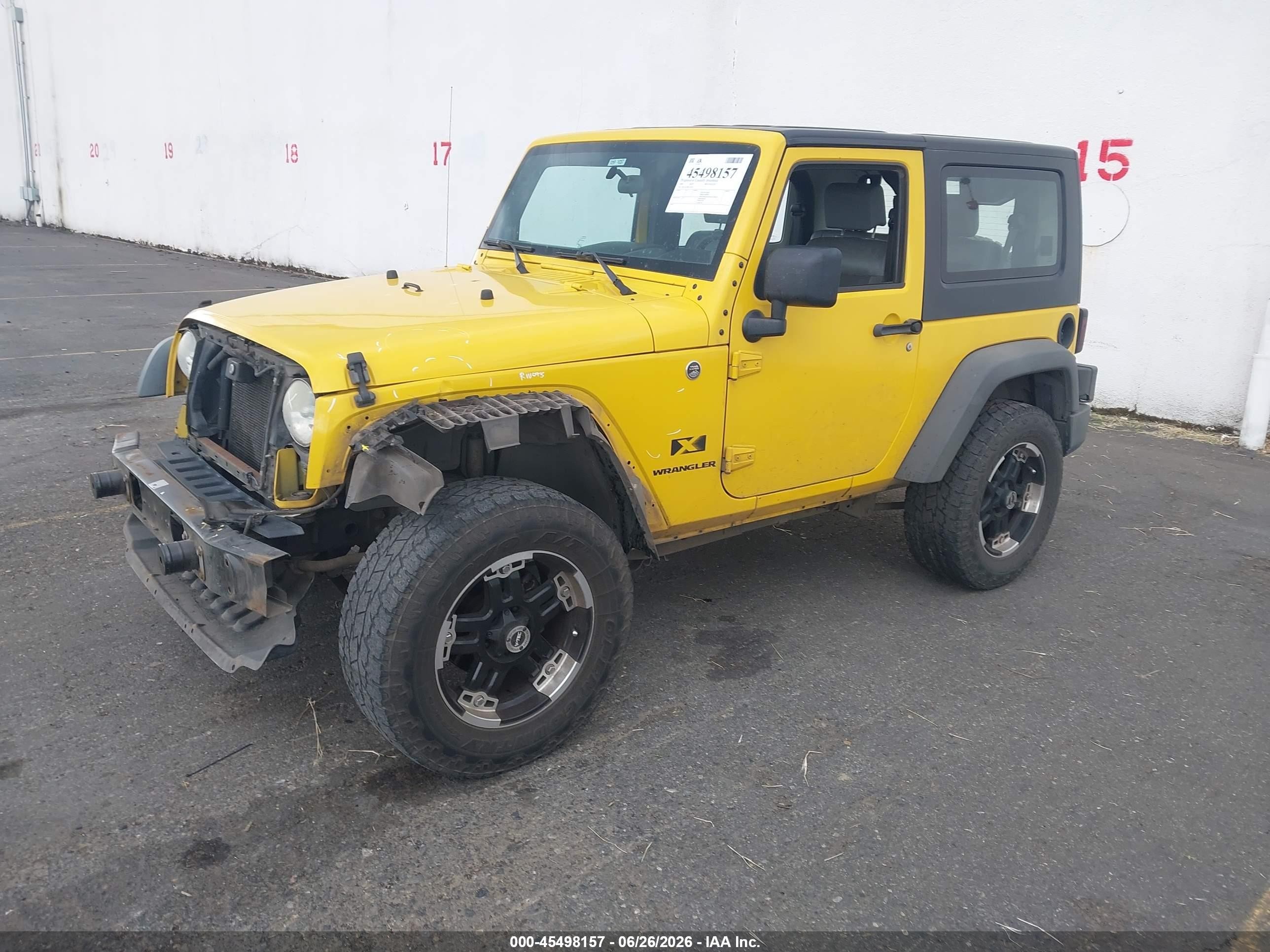 2008 Jeep Wrangler X Yellow vin: 1J4FA24198L525942