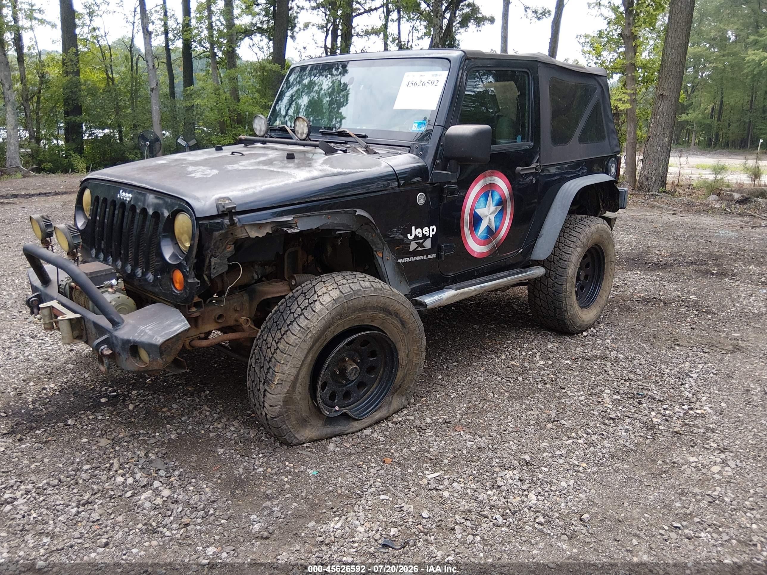 2007 Jeep Wrangler X Black vin: 1J4FA241X7L180550