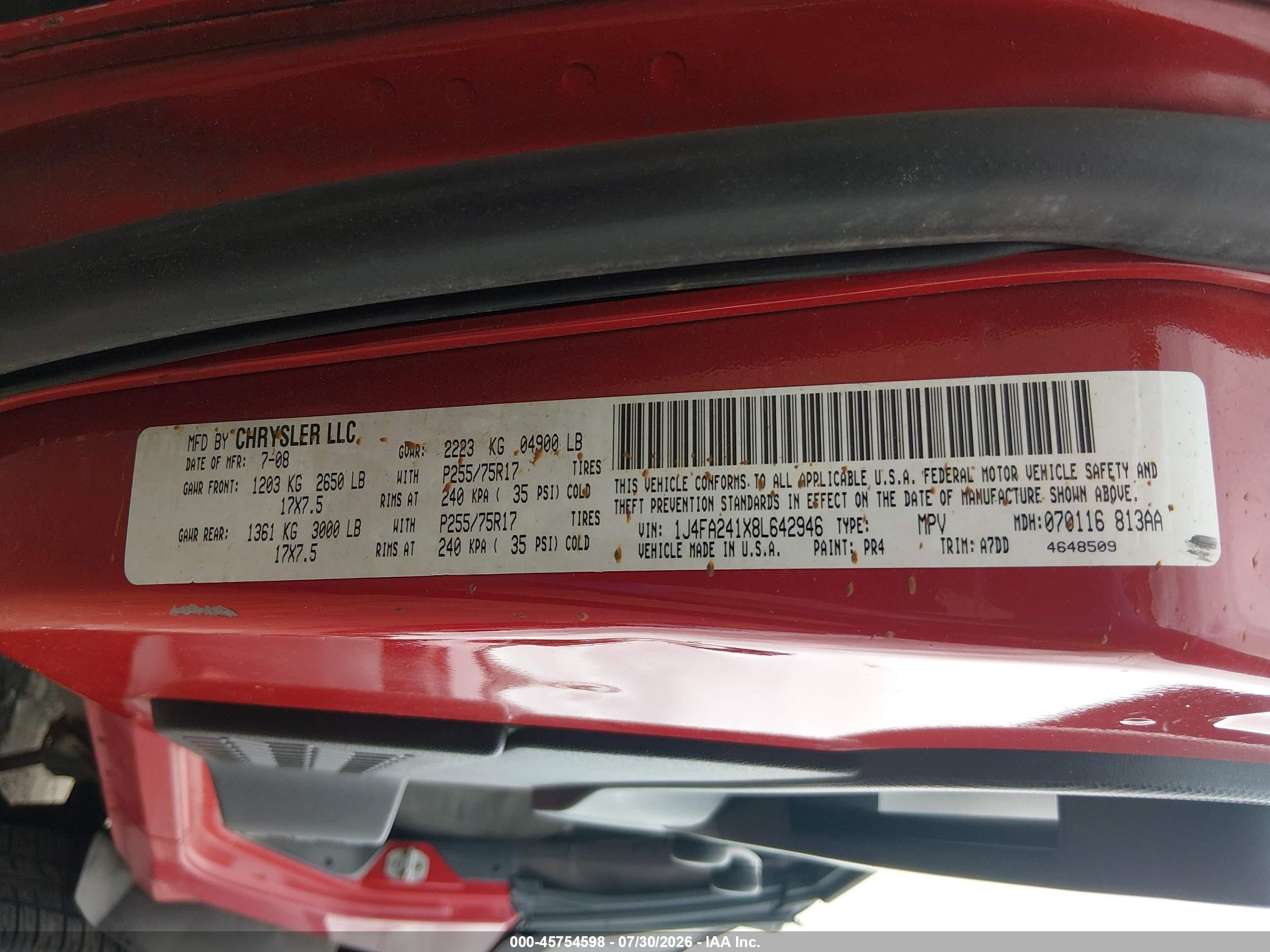 2008 Jeep Wrangler X Red vin: 1J4FA241X8L642946