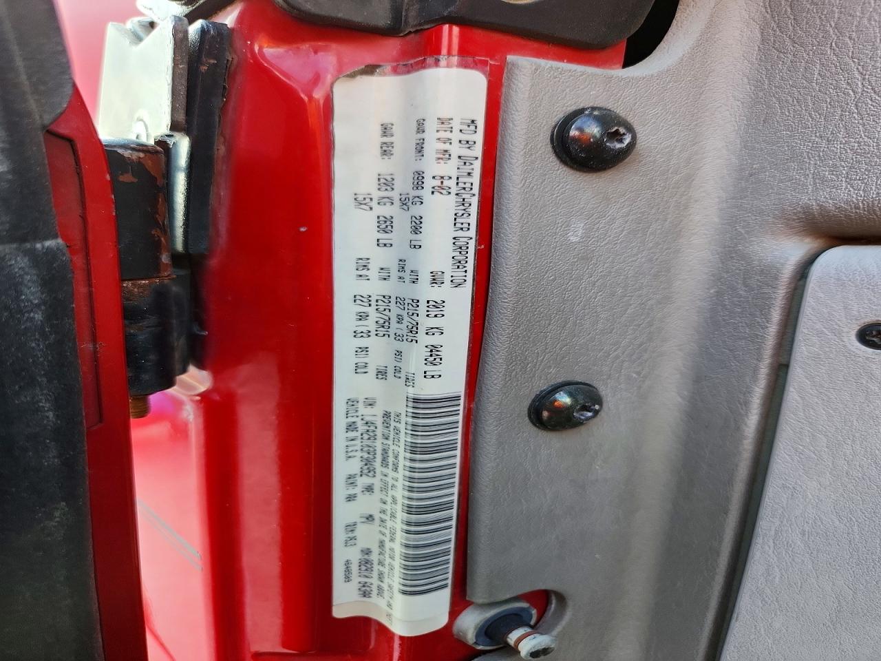 2003 Jeep Wrangler / Tj Se Red vin: 1J4FA29103P304952
