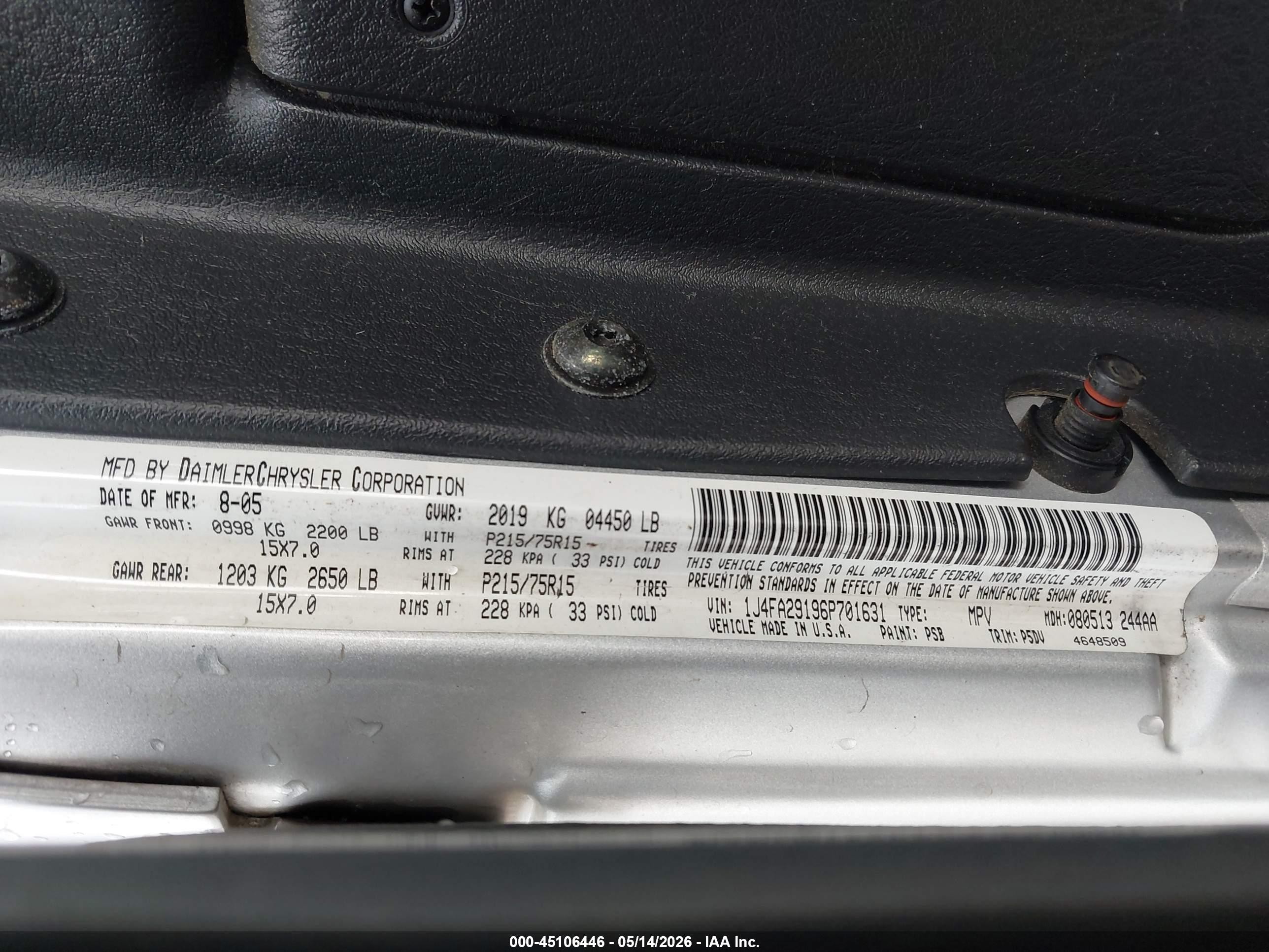 2006 Jeep Wrangler Se Silver vin: 1J4FA29196P701631
