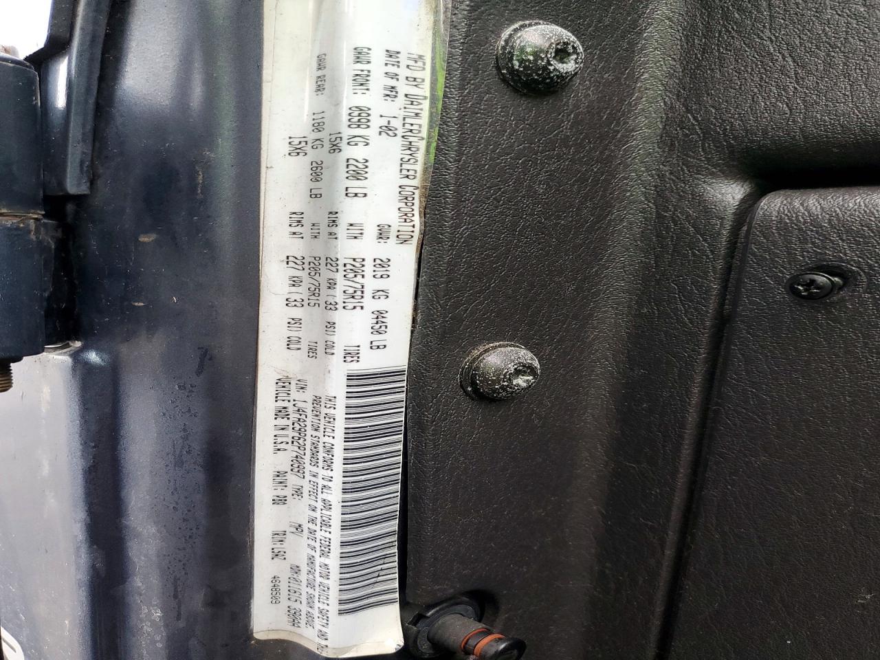 2002 Jeep Wrangler / Tj Se Серый vin: 1J4FA29P62P740997