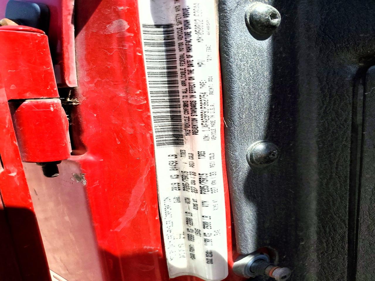 2001 Jeep Wrangler / Tj Se Red vin: 1J4FA29P91P362754