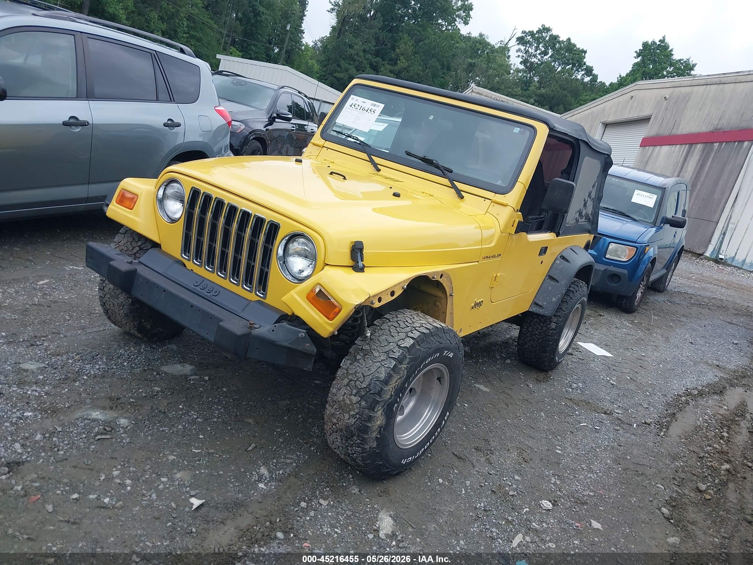 2001 Jeep Wrangler Se Yellow vin: 1J4FA29P91P366898