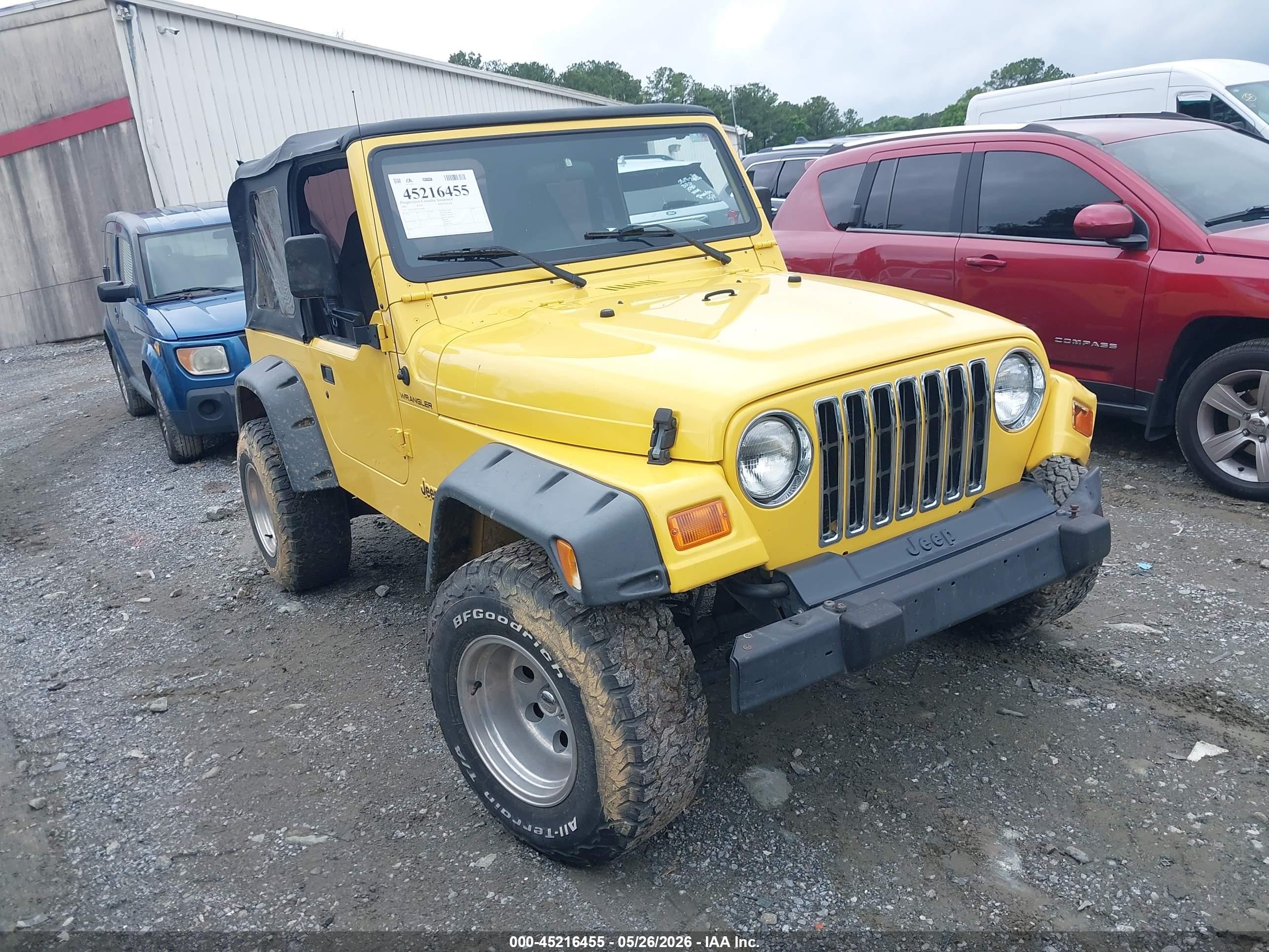 2001 Jeep Wrangler Se Yellow vin: 1J4FA29P91P366898