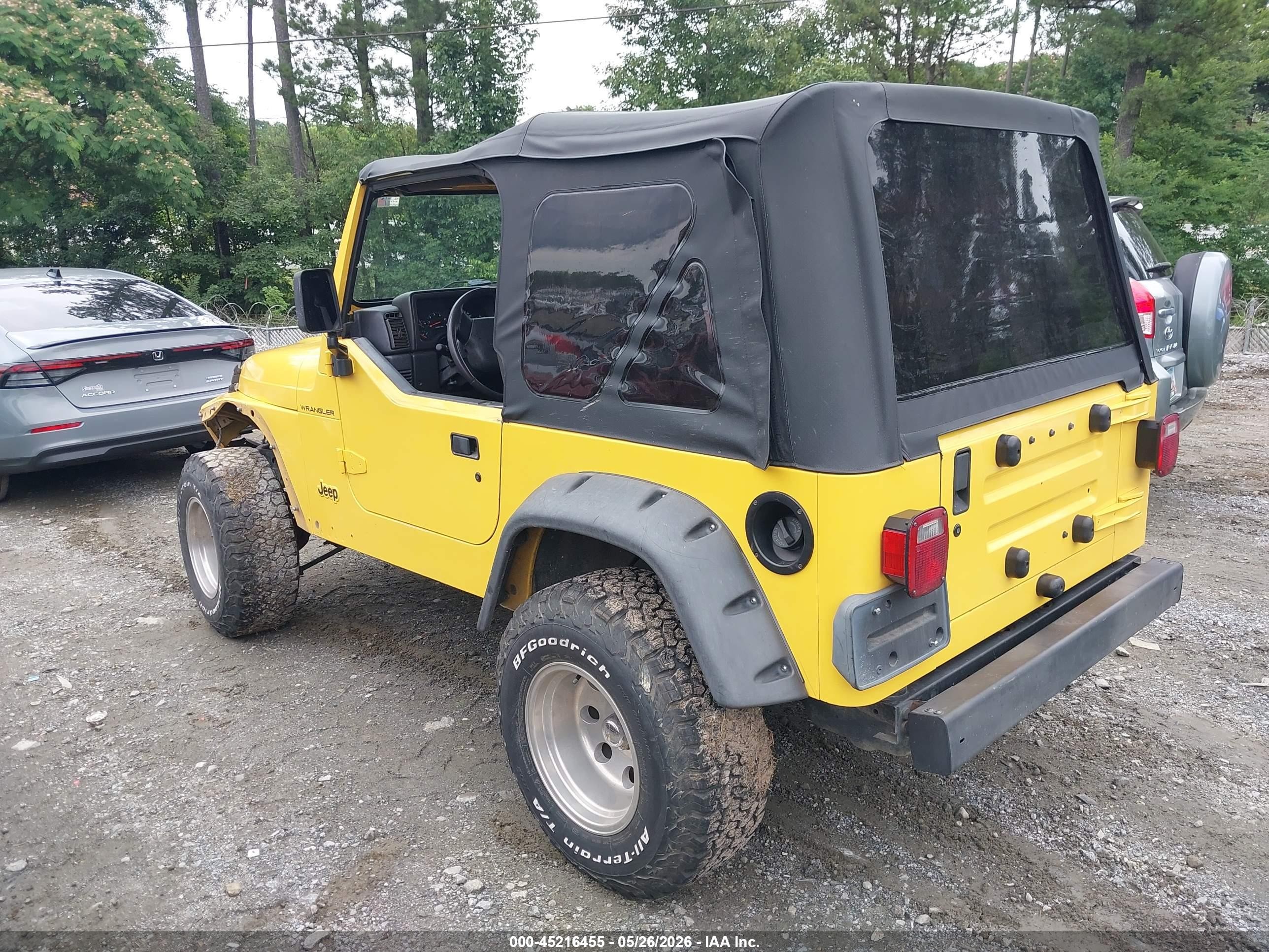 2001 Jeep Wrangler Se Yellow vin: 1J4FA29P91P366898