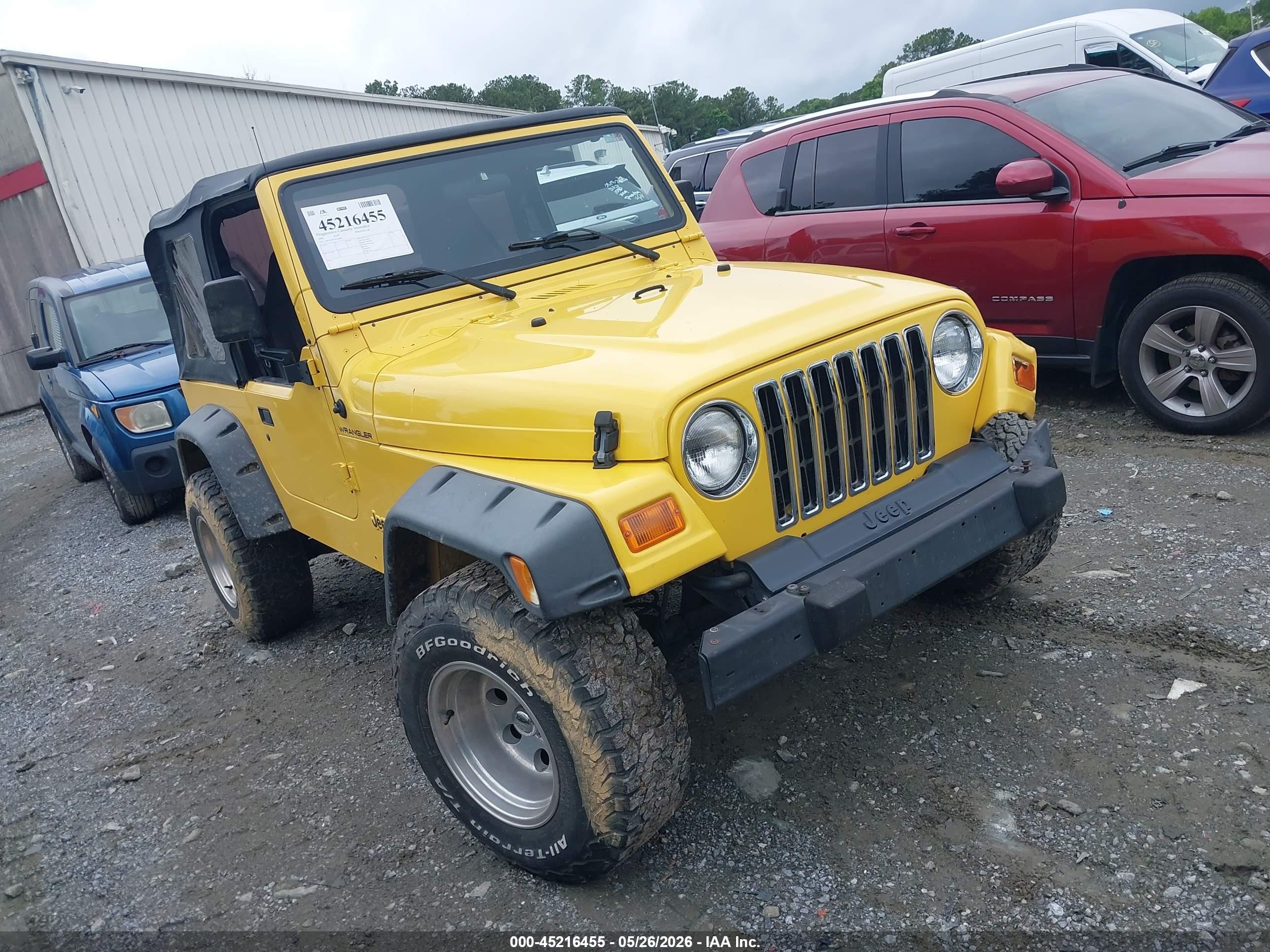 2001 Jeep Wrangler Se Yellow vin: 1J4FA29P91P366898
