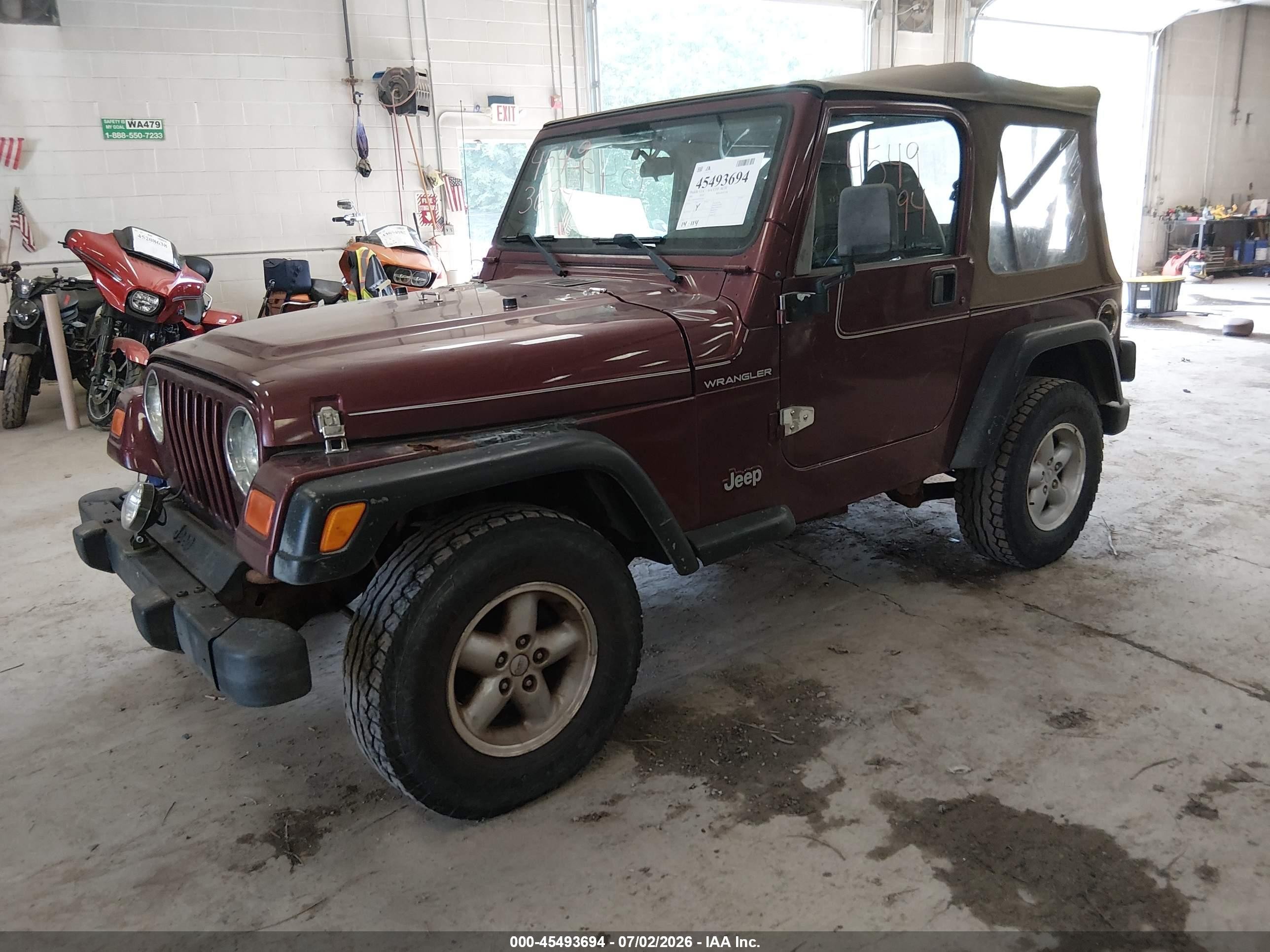 2001 Jeep Wrangler Se Burgundy vin: 1J4FA29PX1P323414