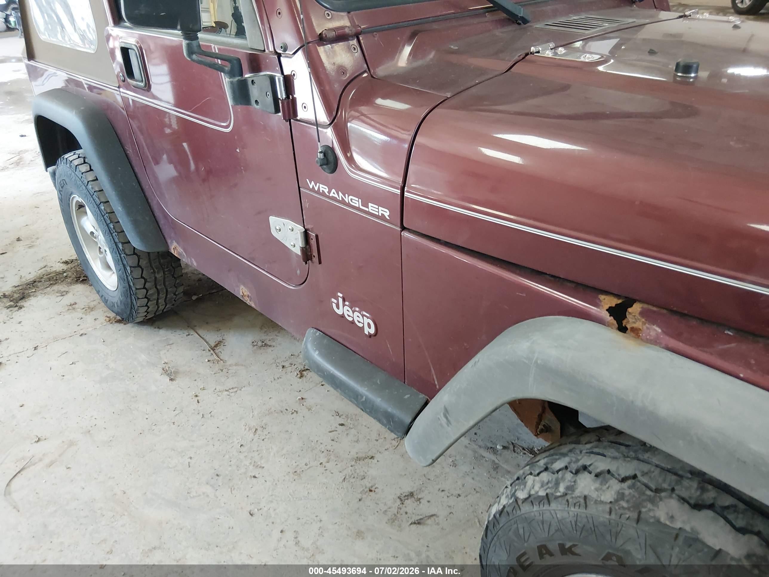 2001 Jeep Wrangler Se Burgundy vin: 1J4FA29PX1P323414