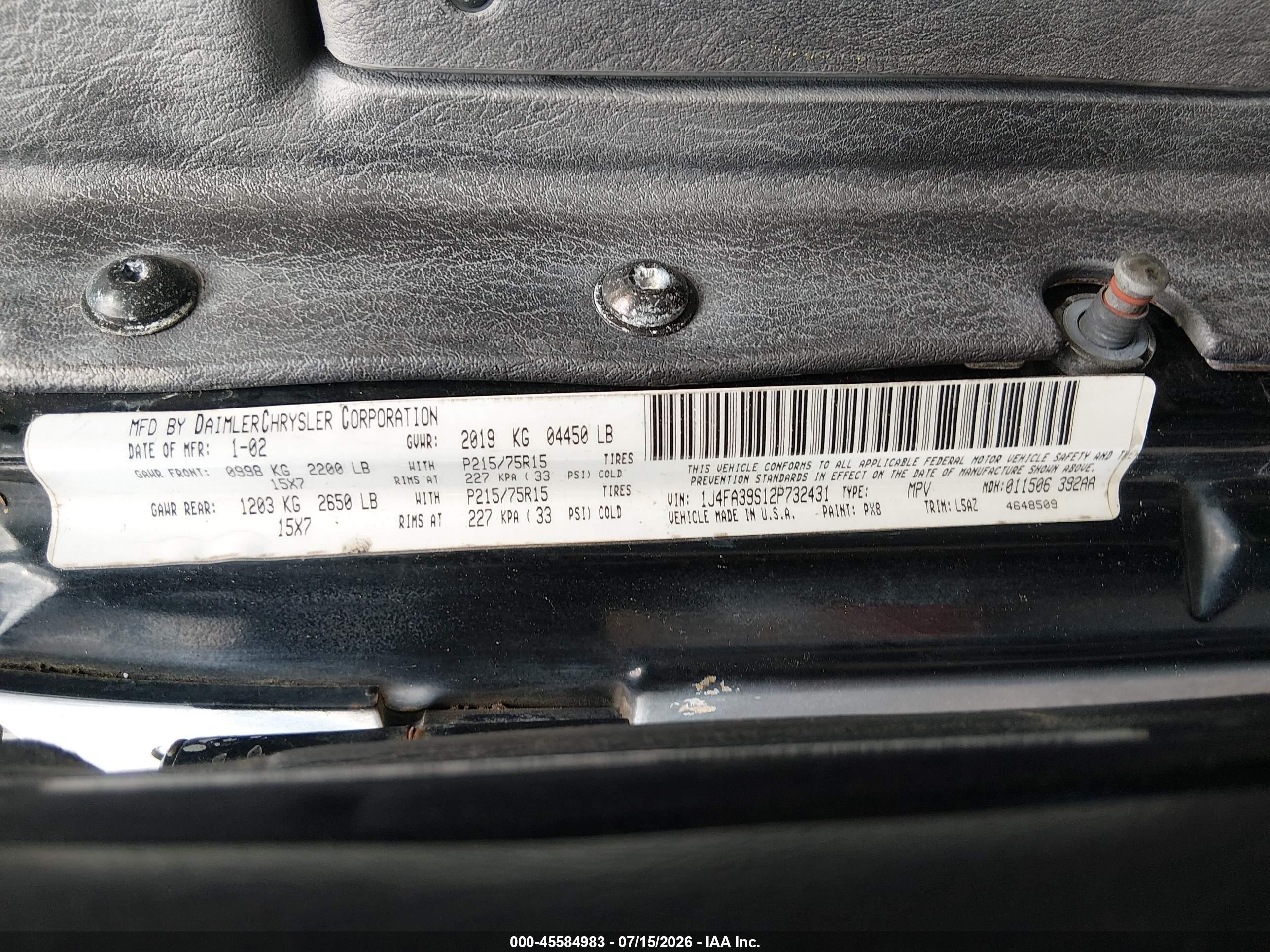 2002 Jeep Wrangler X Black vin: 1J4FA39S12P732431