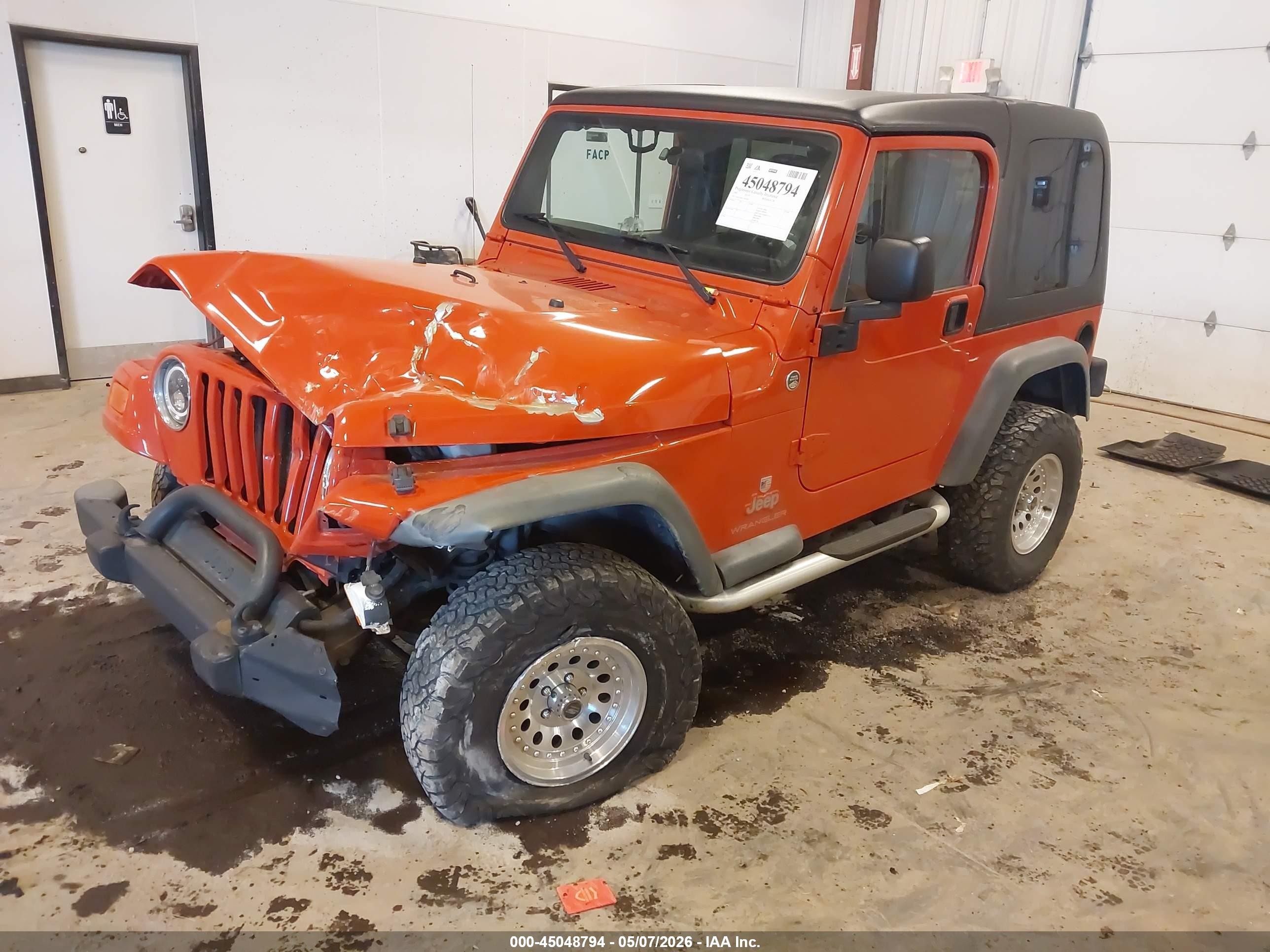 2005 Jeep Wrangler X Orange vin: 1J4FA39S15P387843