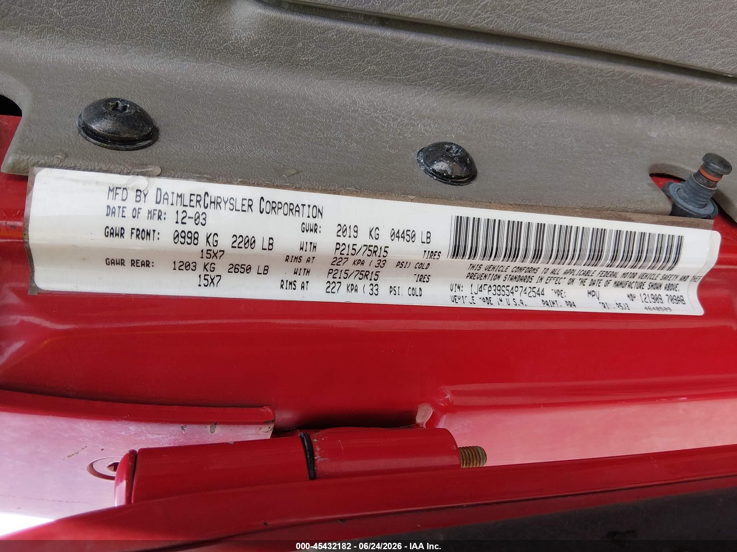 2004 Jeep Wrangler X Red vin: 1J4FA39S54P742544