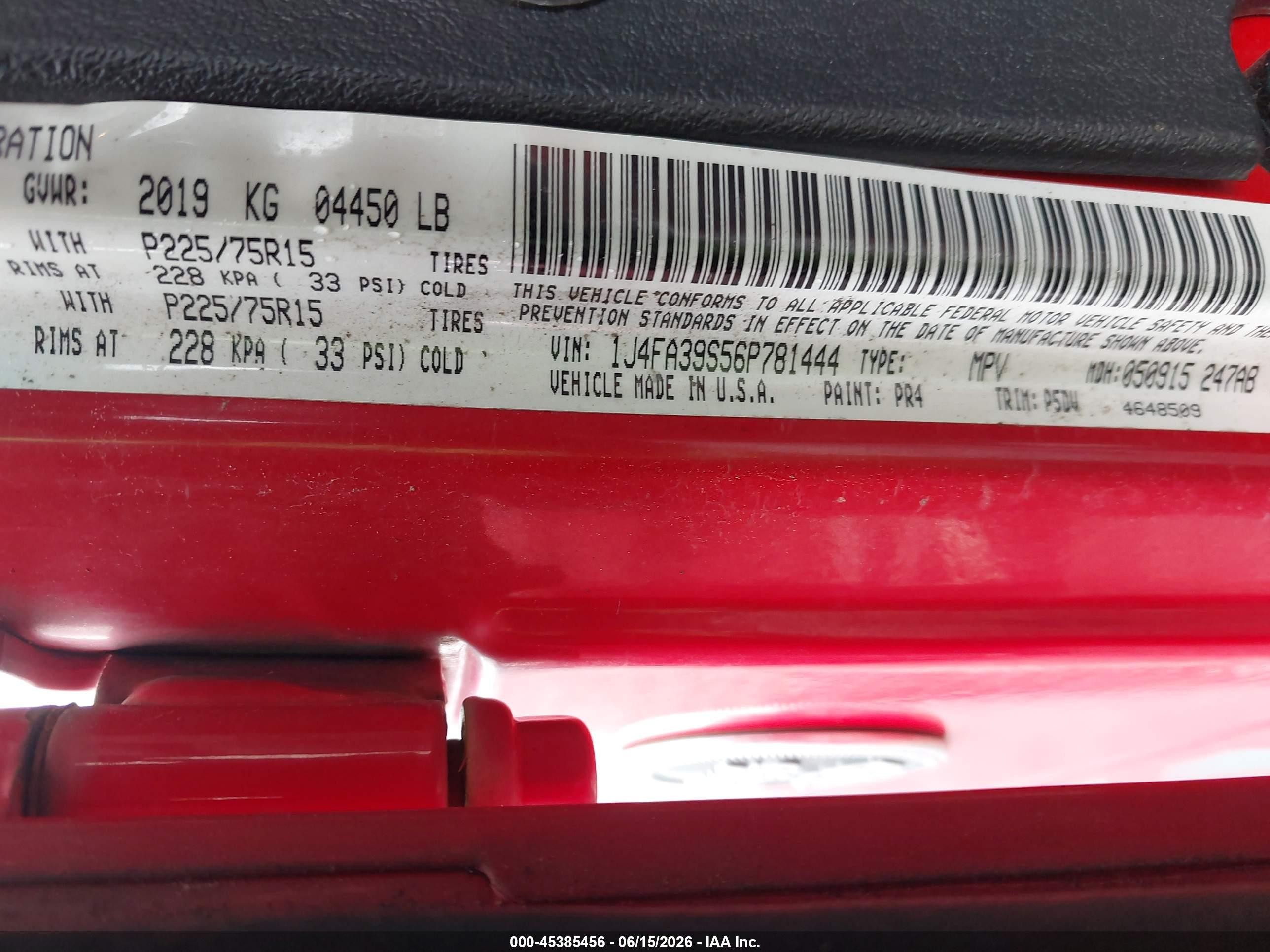2006 Jeep Wrangler X Red vin: 1J4FA39S56P781444