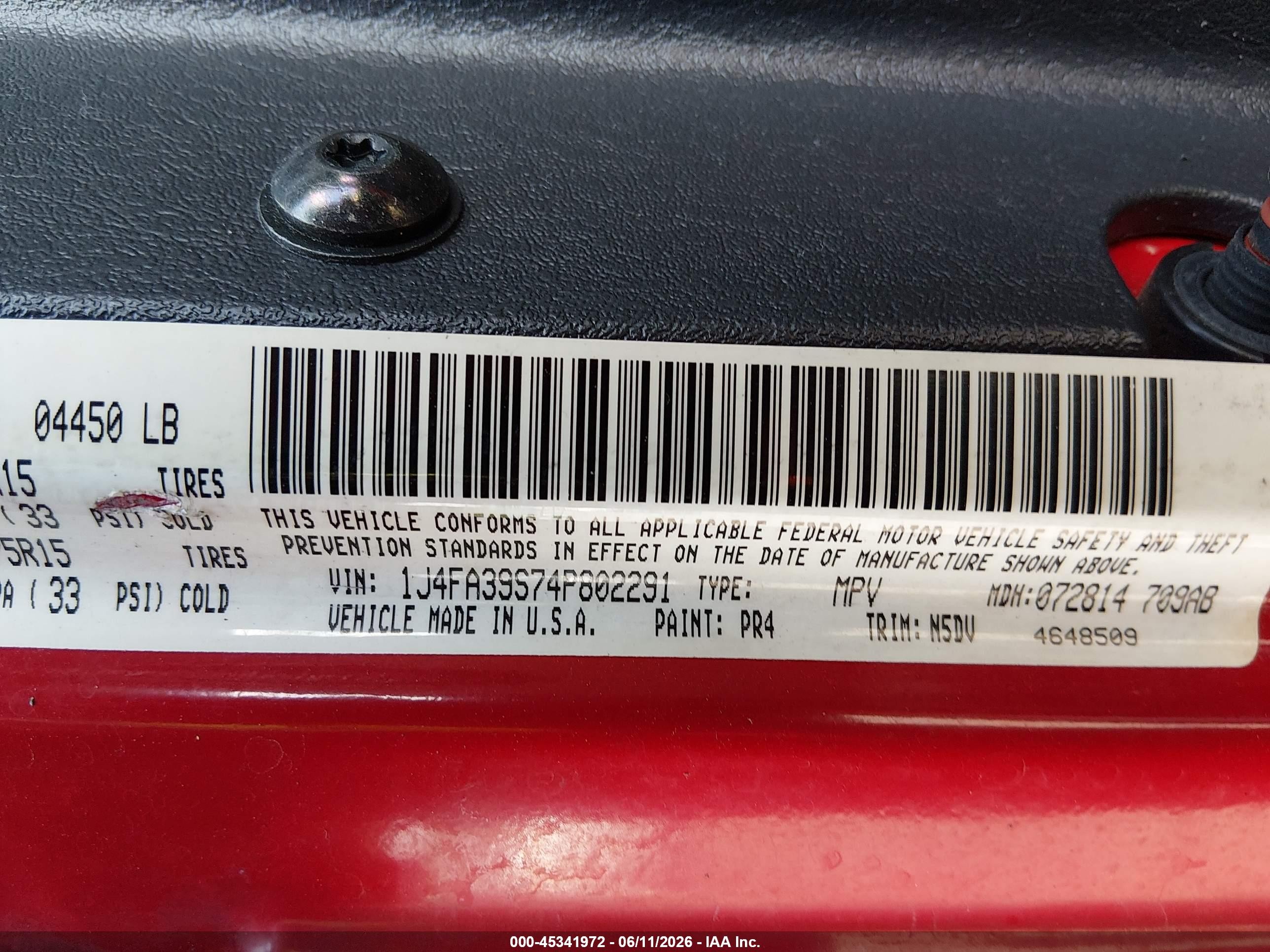 2004 Jeep Wrangler X Red vin: 1J4FA39S74P802291