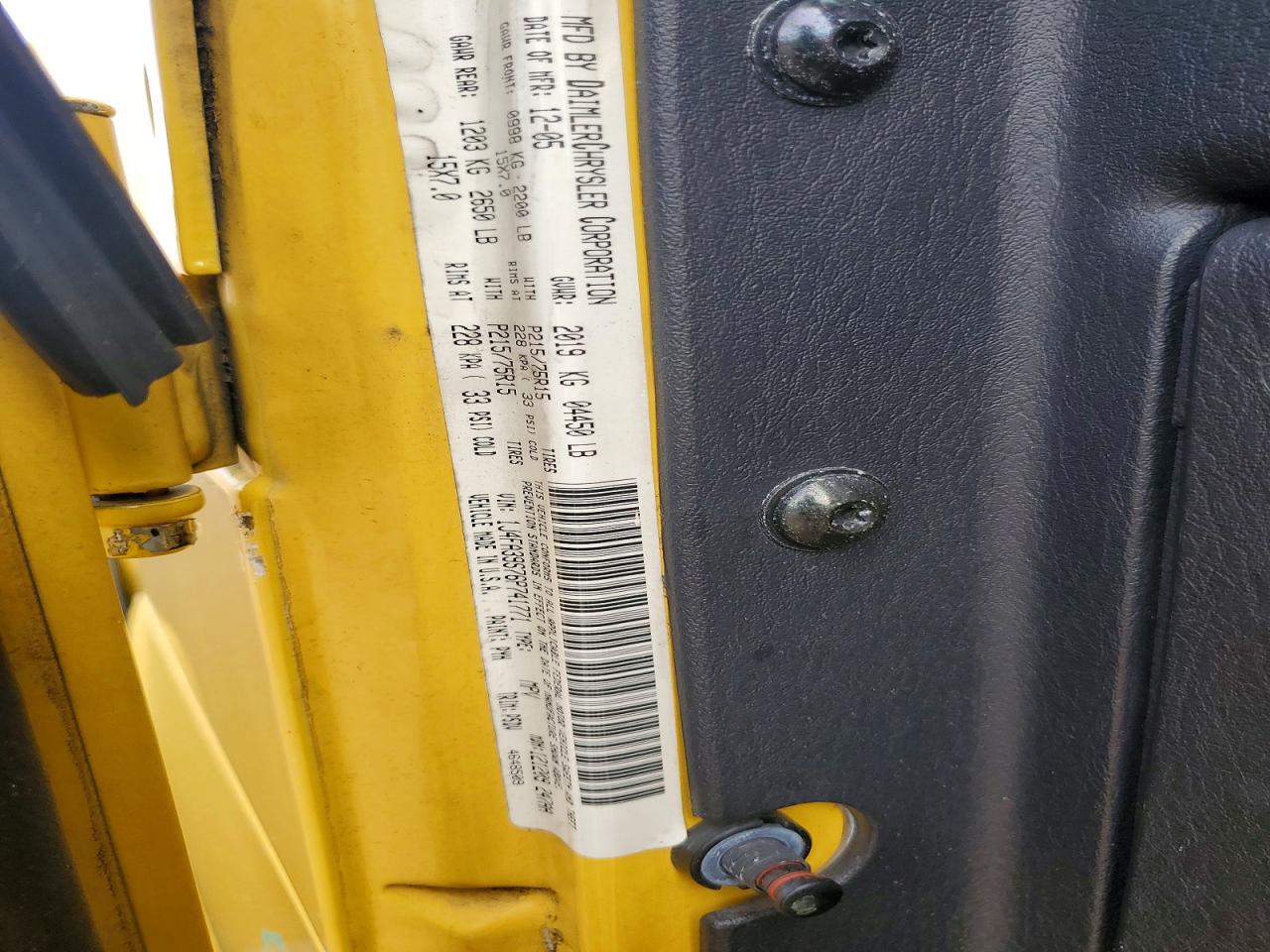 2006 Jeep Wrangler X Yellow vin: 1J4FA39S76P741771