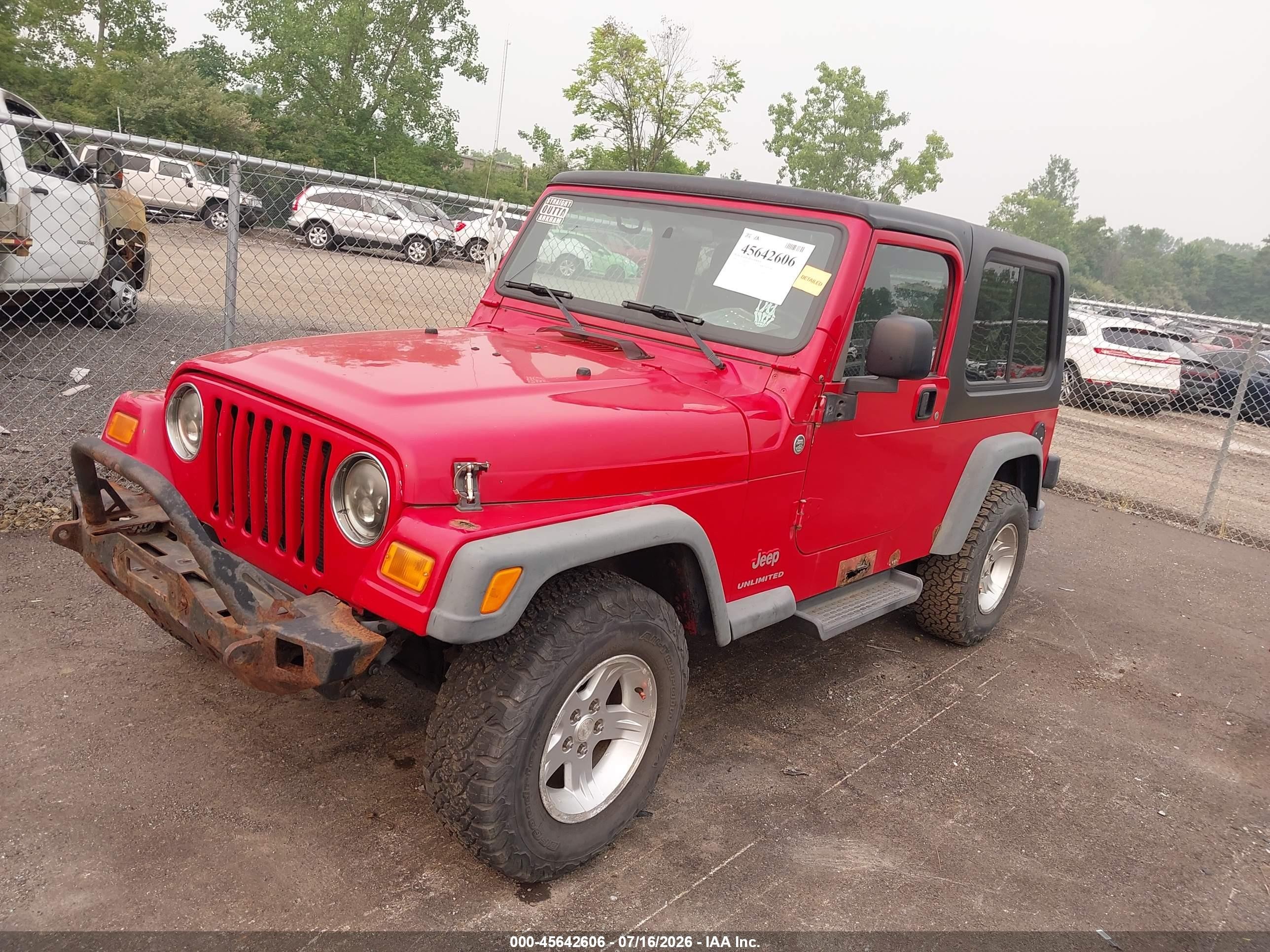 2006 Jeep Wrangler Unlimited Red vin: 1J4FA44S06P714067