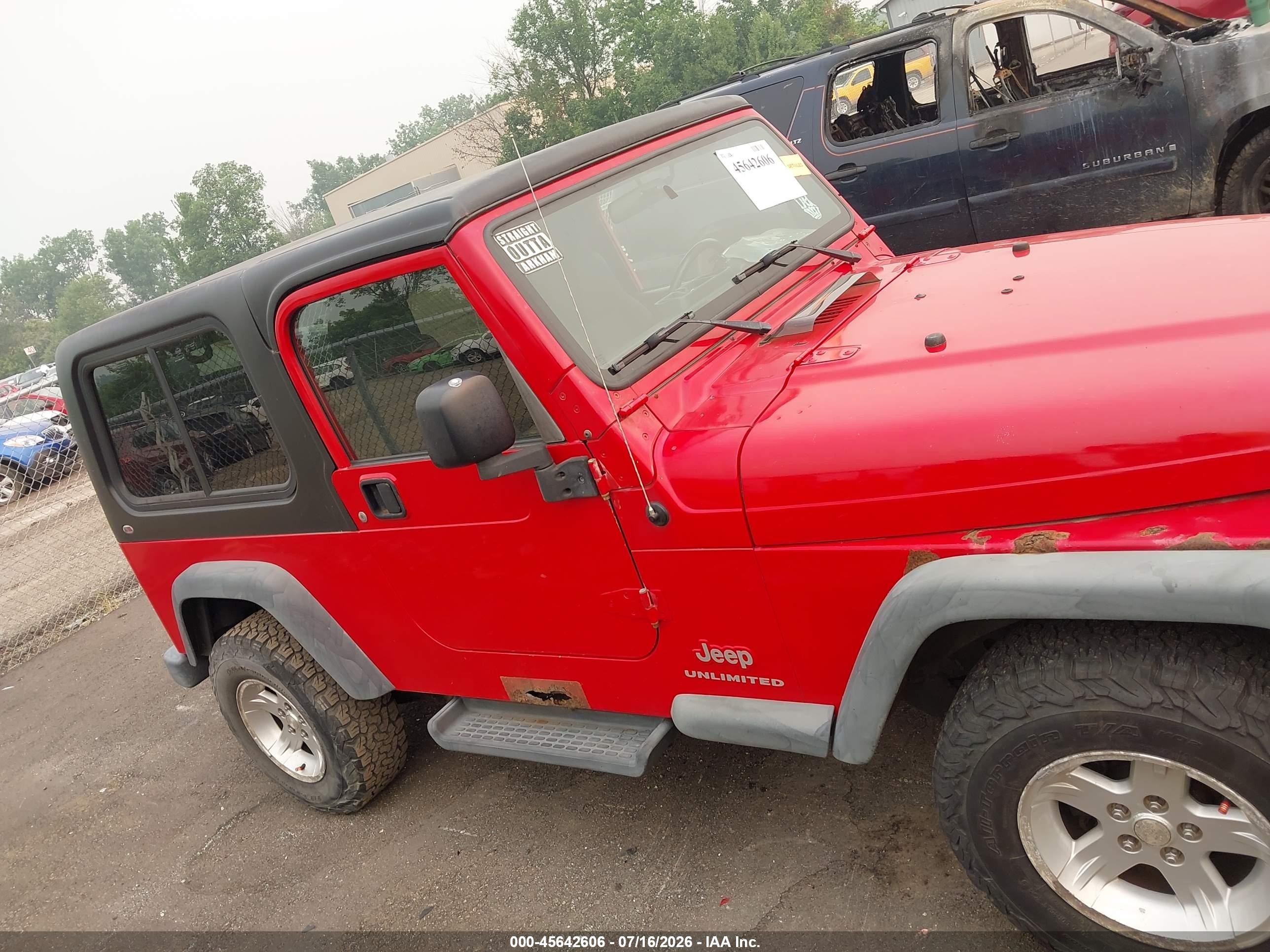 2006 Jeep Wrangler Unlimited Red vin: 1J4FA44S06P714067