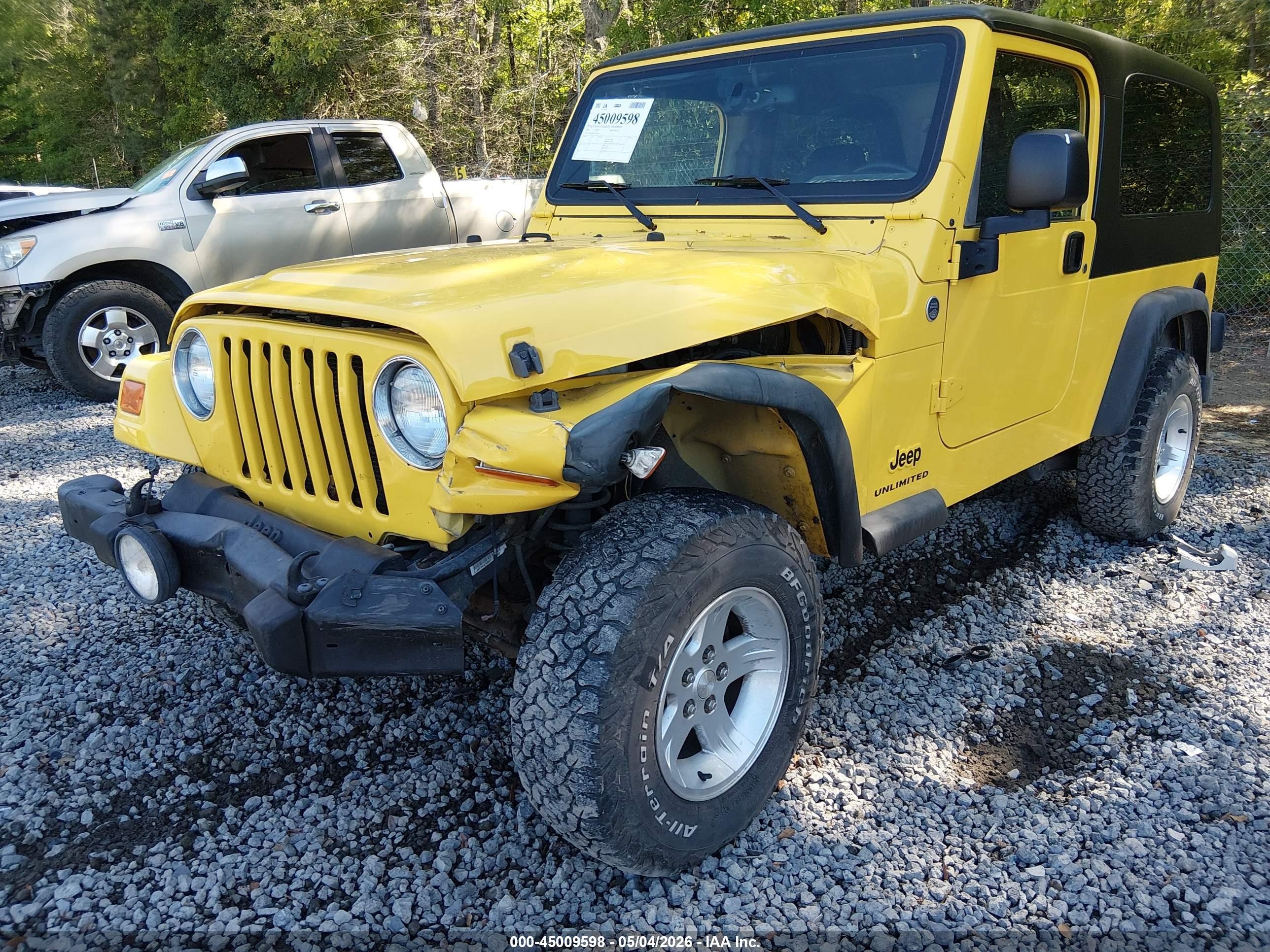 2006 Jeep Wrangler Unlimited Yellow vin: 1J4FA44S06P719348