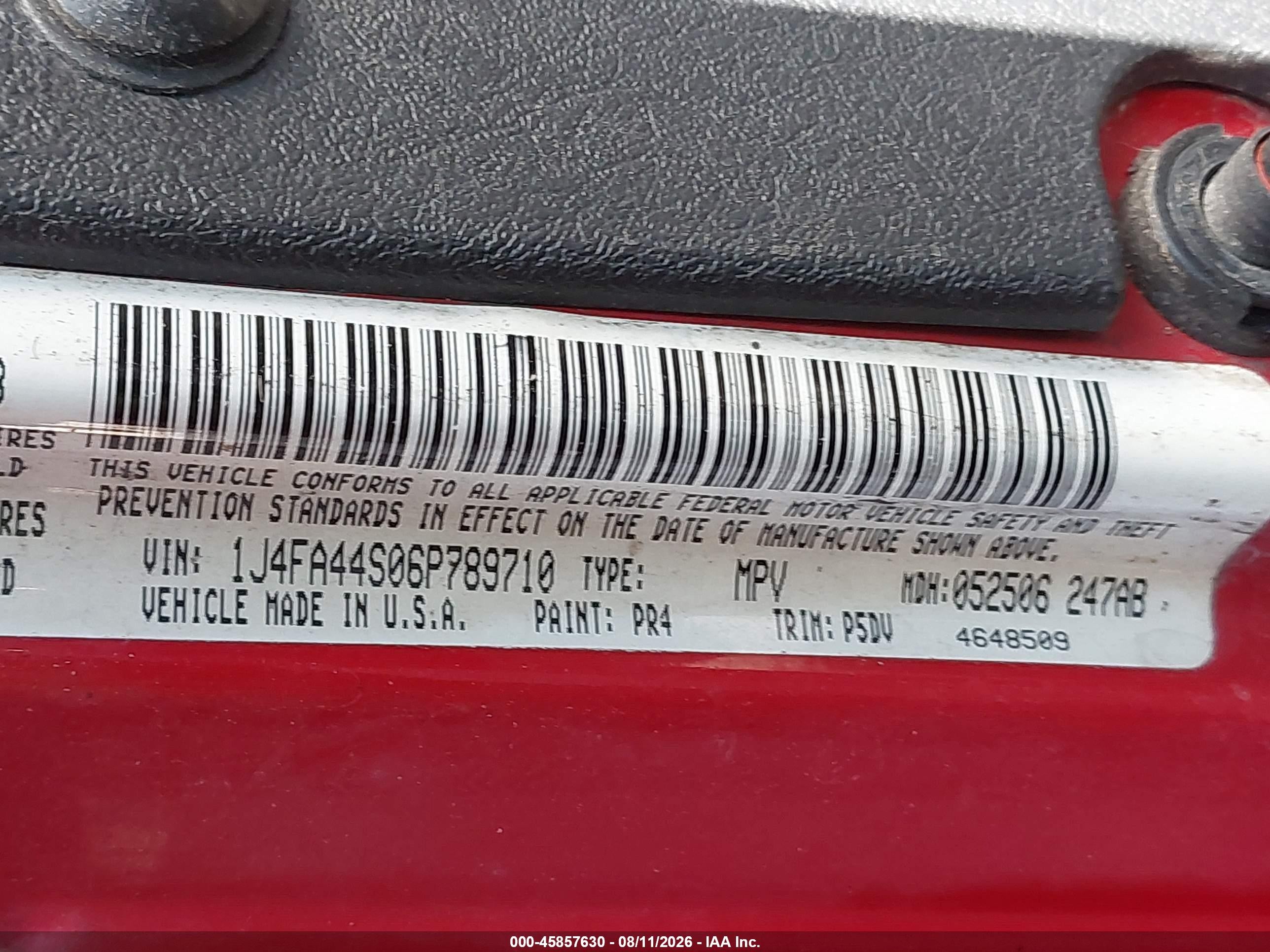 2006 Jeep Wrangler Unlimited Красный vin: 1J4FA44S06P789710